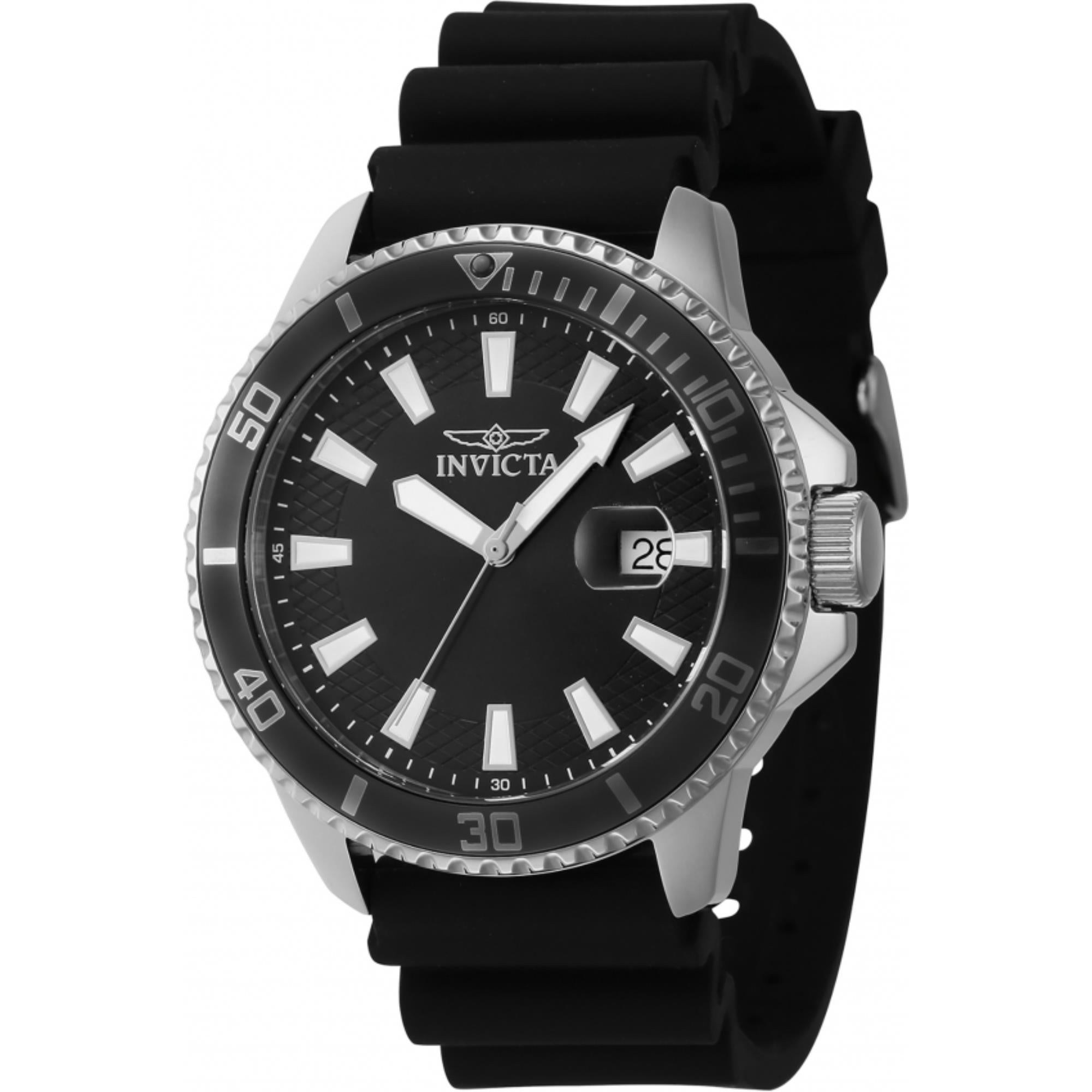 Invicta Pro Diver Quartz Black Dial Silicone Strap Men's Watch 46095