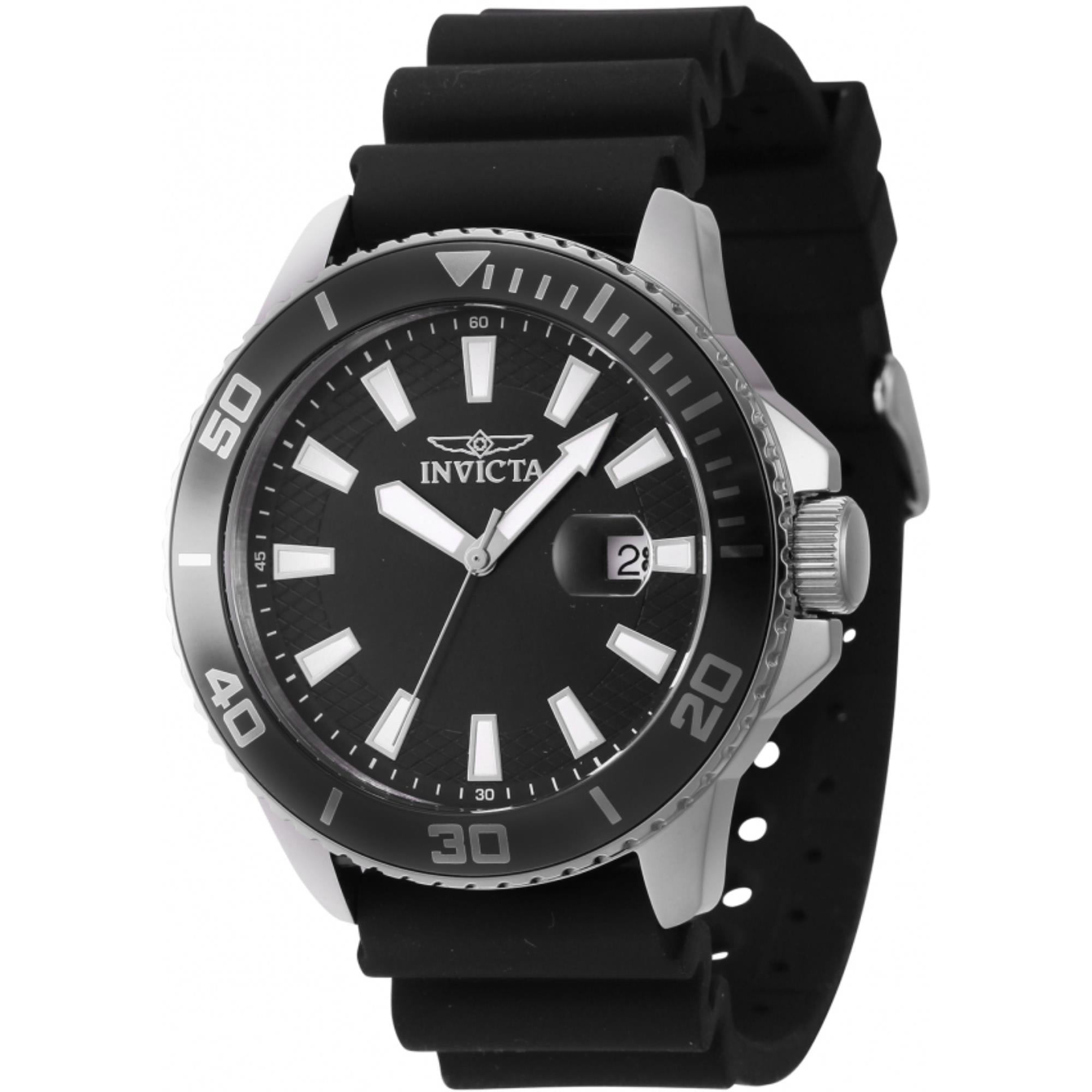 Invicta Pro Diver Quartz Black Dial Silicone Strap Men's Watch 46087