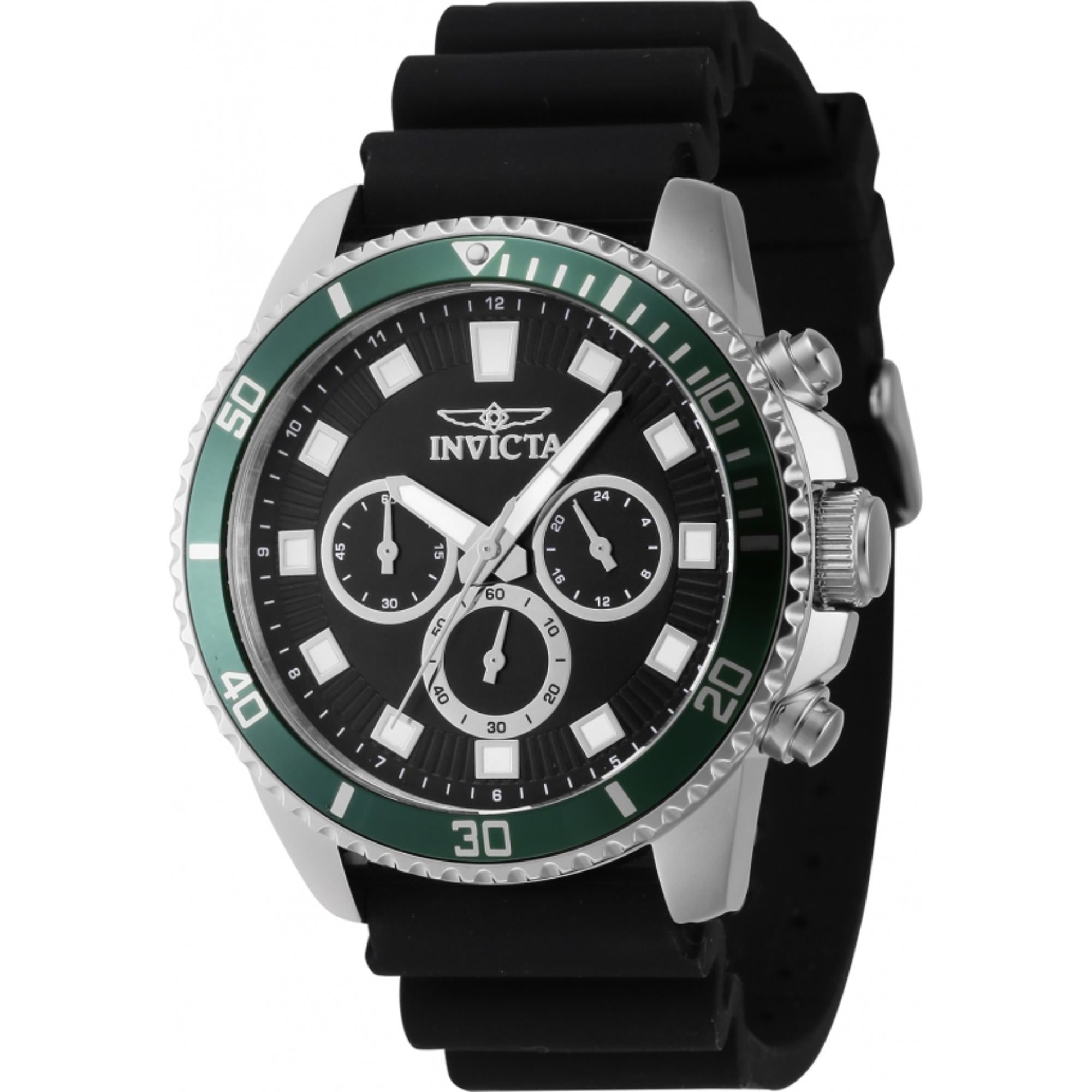 Invicta Pro Diver Quartz Chronograph Black Dial Silicone Strap Men's Watch 46086