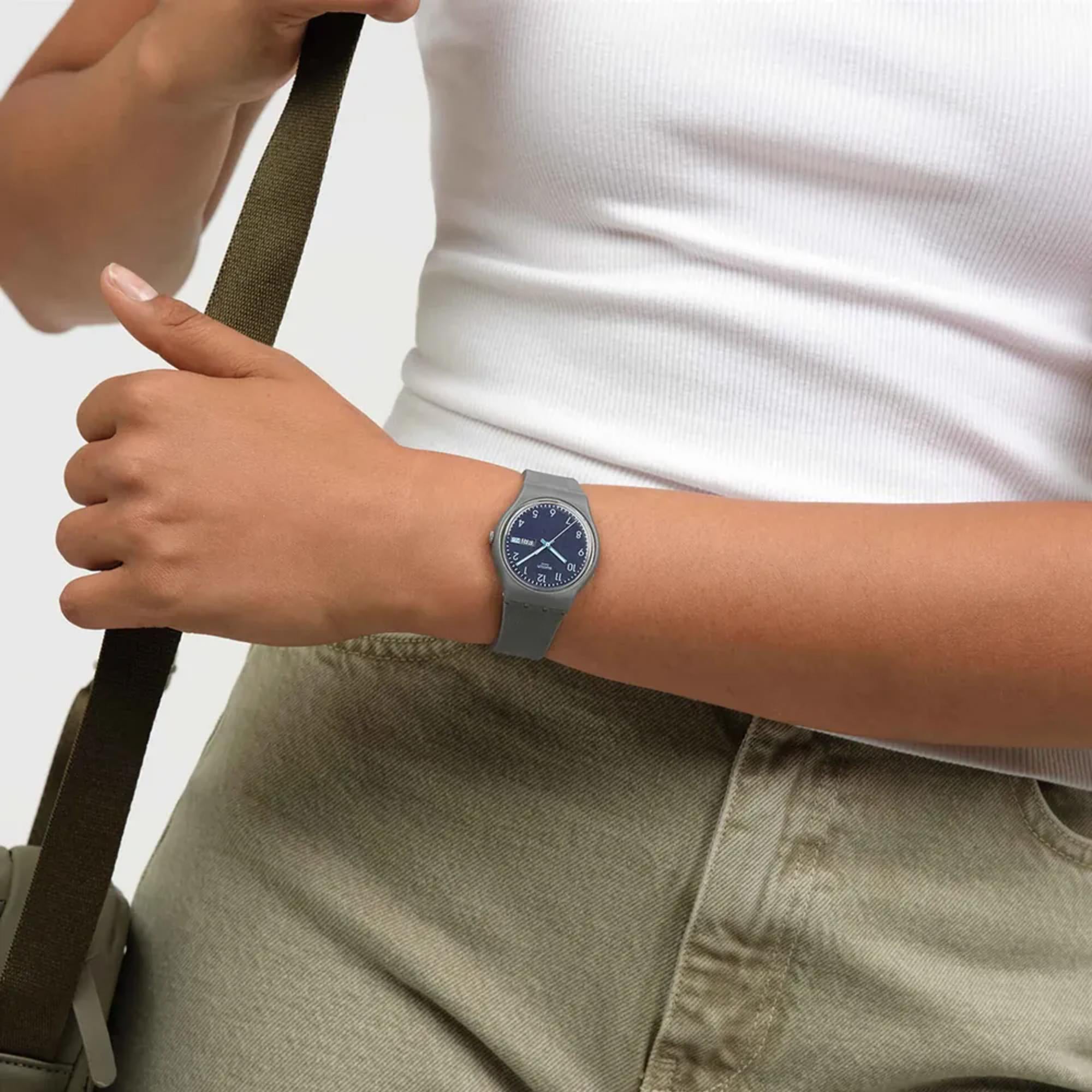 Swatch Originals Tile Dial Quartz Blue Dial Silicone Strap Unisex Watch SO28M701