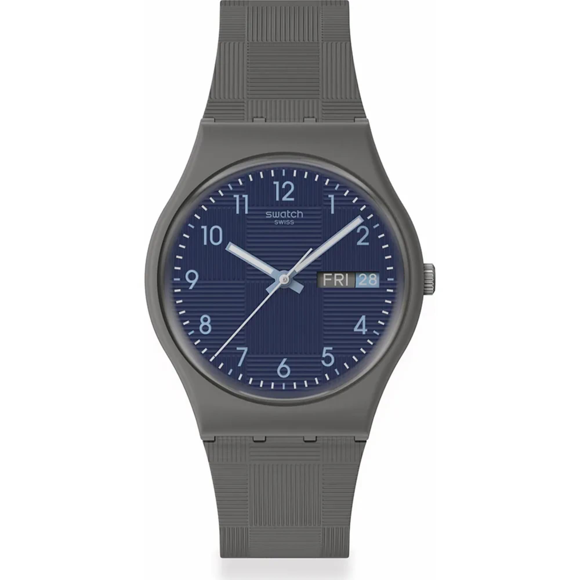 Swatch Originals Tile Dial Quartz Blue Dial Silicone Strap Unisex Watch SO28M701