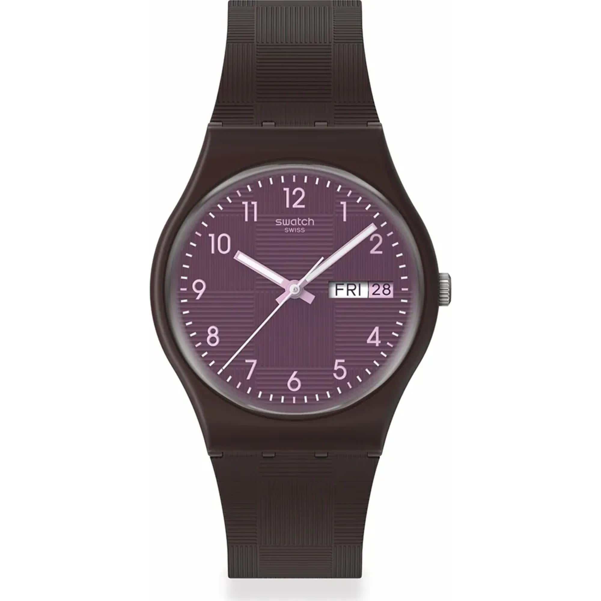 Swatch Originals Weaving Wonders Quartz Purple Dial Silicone Strap Unisex Watch SO28C700