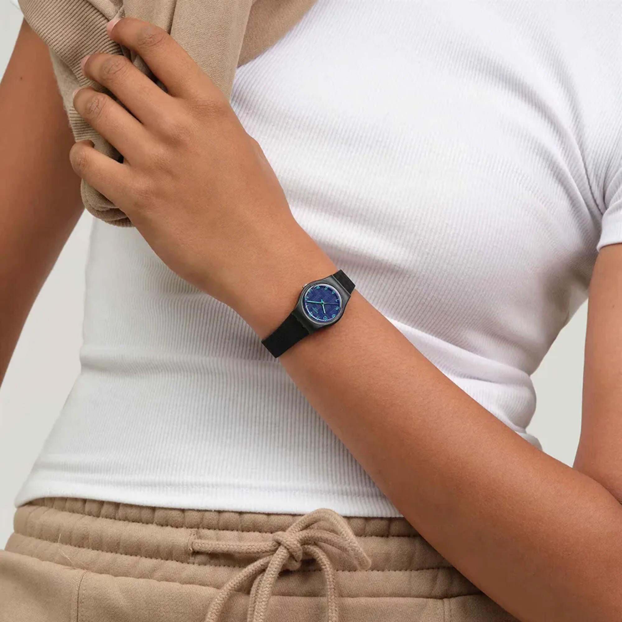 Swatch Originals Grace in Time Quartz Blue Dial Silicone Strap Unisex Watch LB188