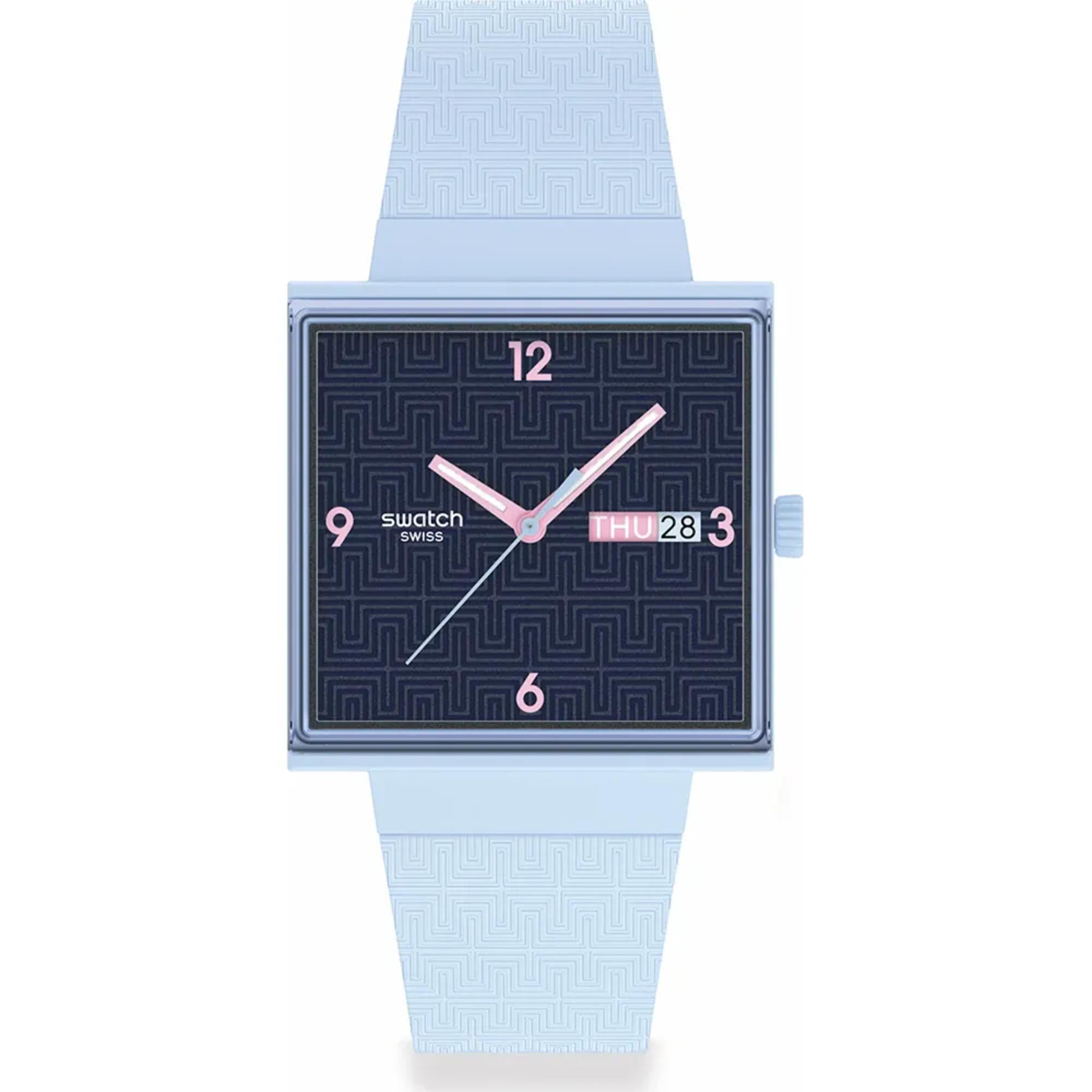 Swatch Originals Bright Angle Quartz Blue Dial Silicone Strap Unisex Watch SO34L701