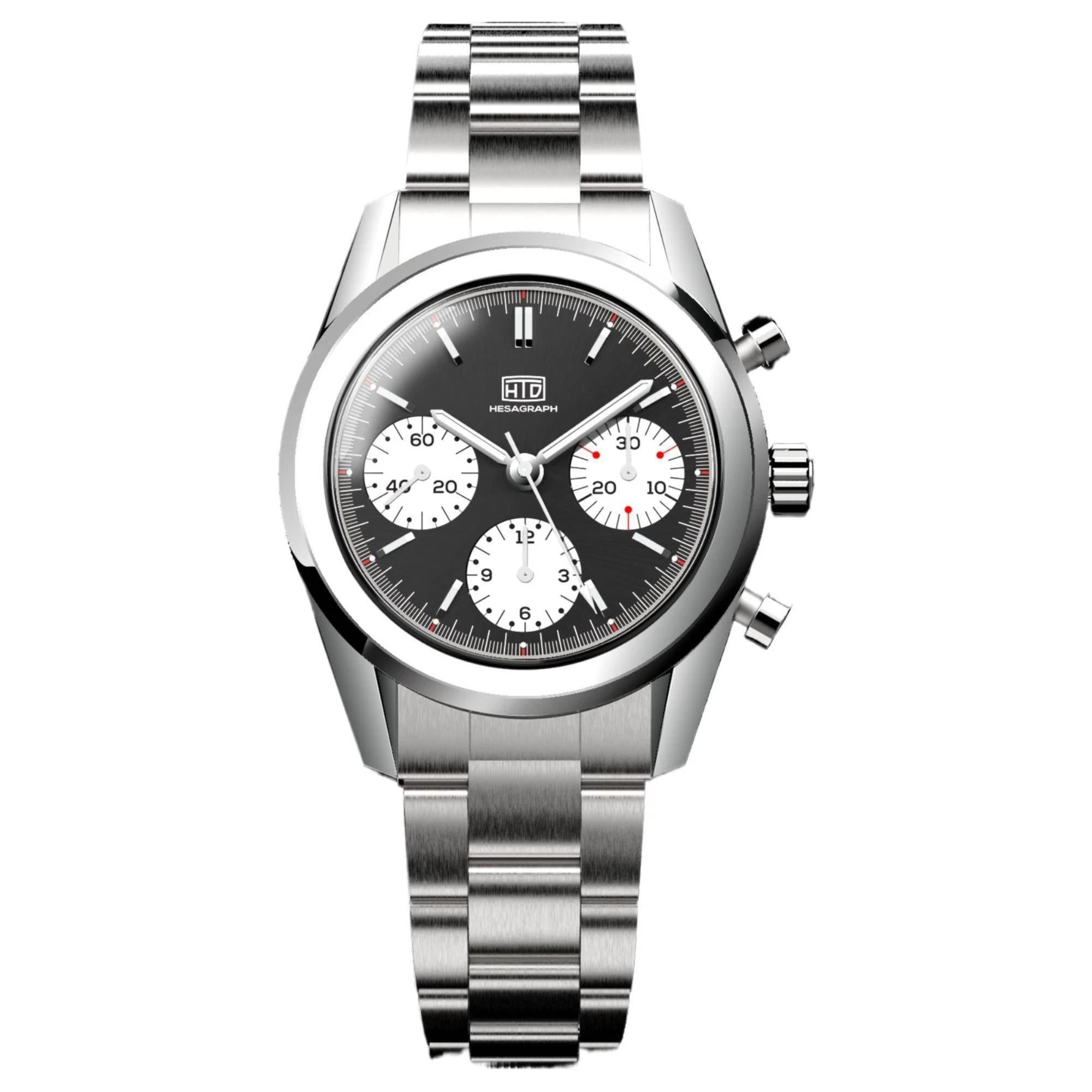 HTD Hesagraph Variante B Chronograph Dark Brown Dial Steel Strap Men's Watch H25F33B
