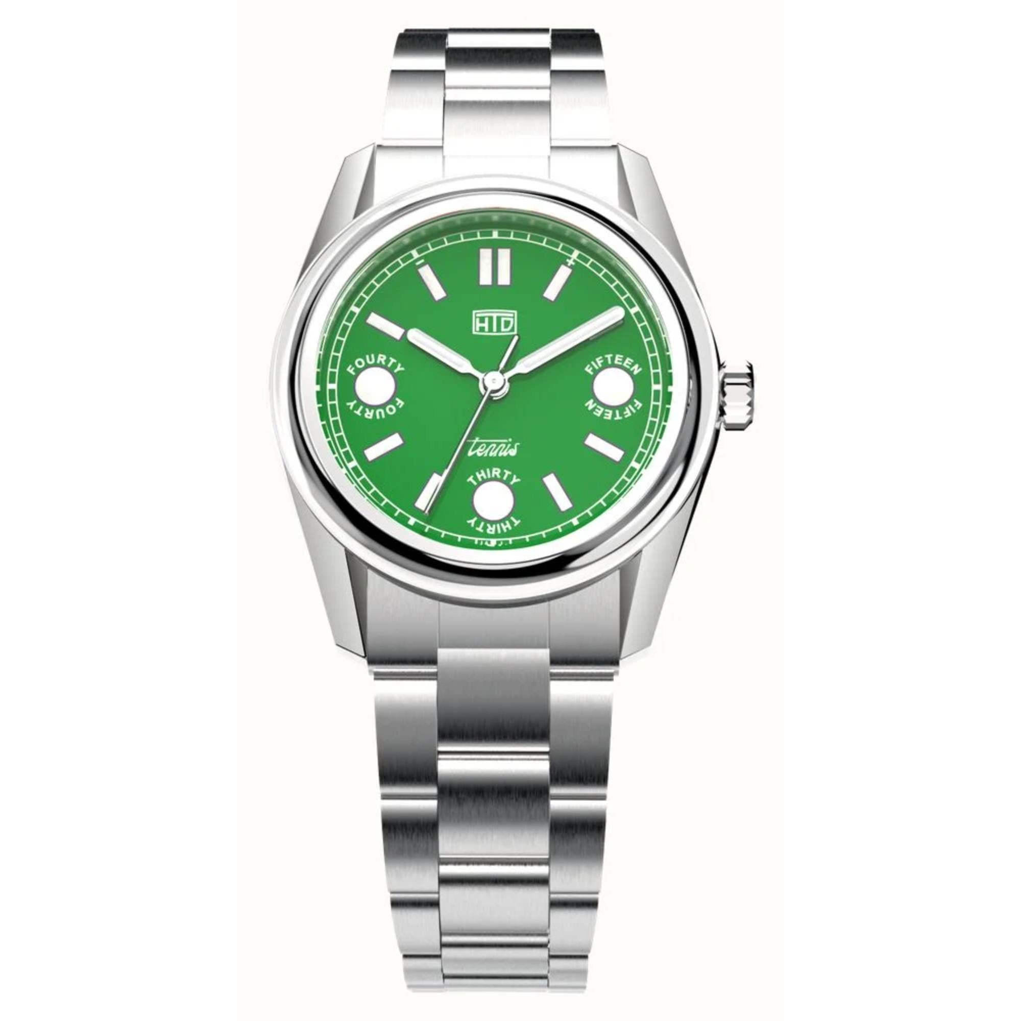 HTD Tennis Erba Automatic Green Dial Steel Strap Unisex Sports Watch T23S01_E
