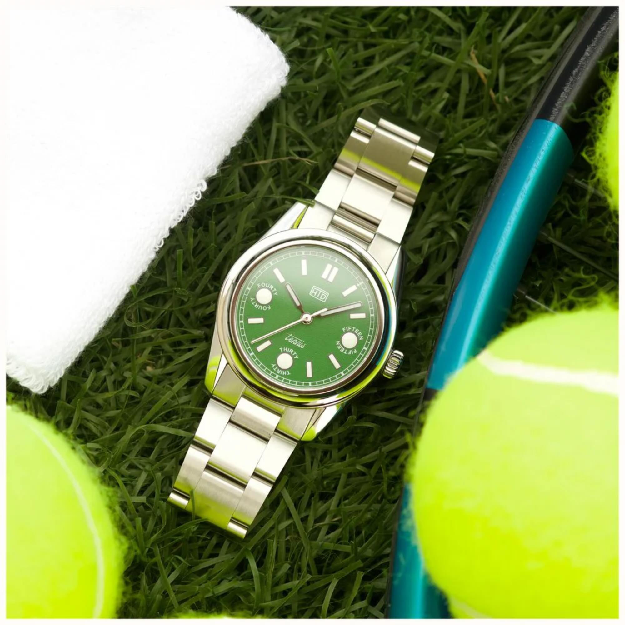HTD Tennis Erba Automatic Green Dial Steel Strap Unisex Sports Watch T23S01_E