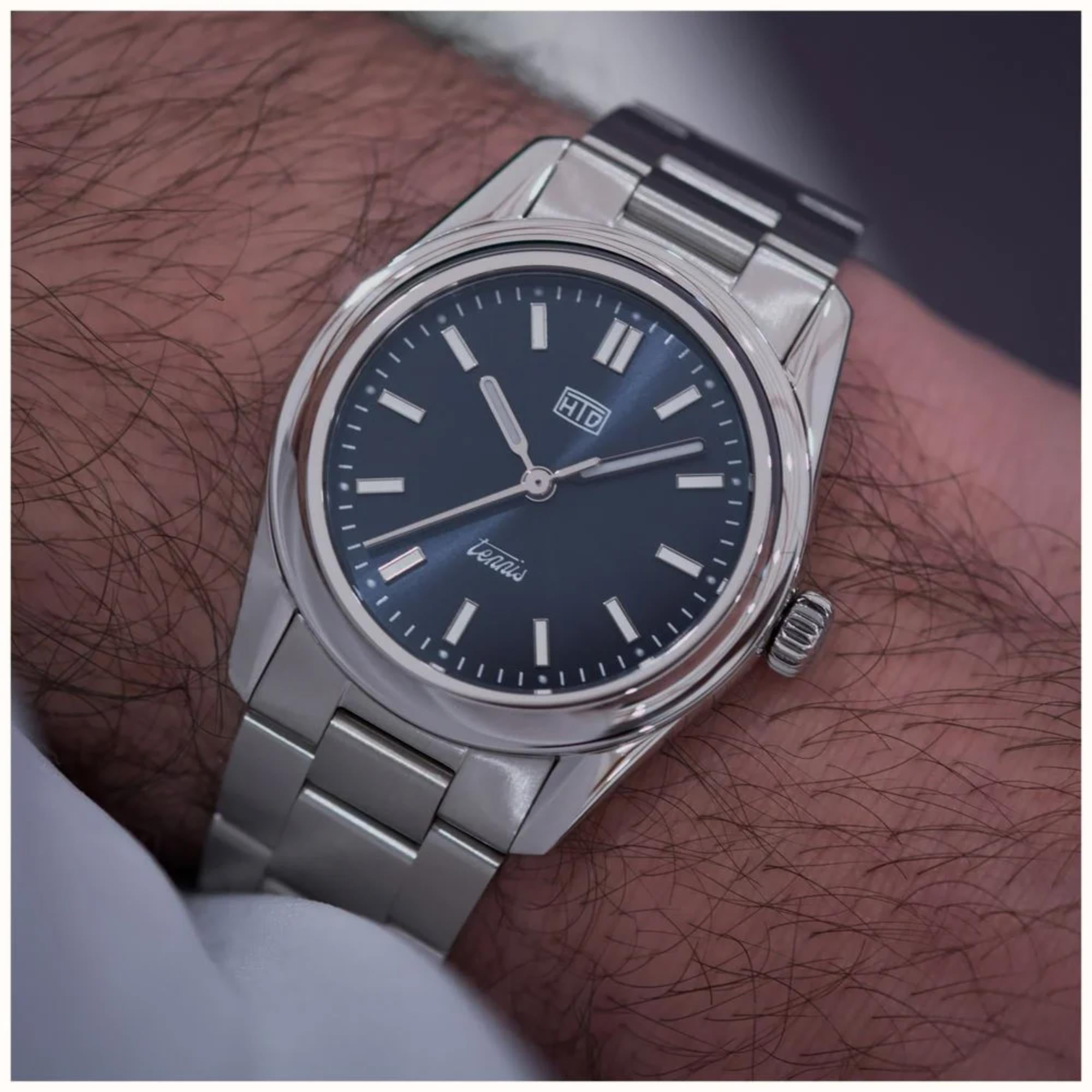 HTD Tennis Chic Automatic Blue Dial Steel Strap Unisex Sports Watch T23S01_C