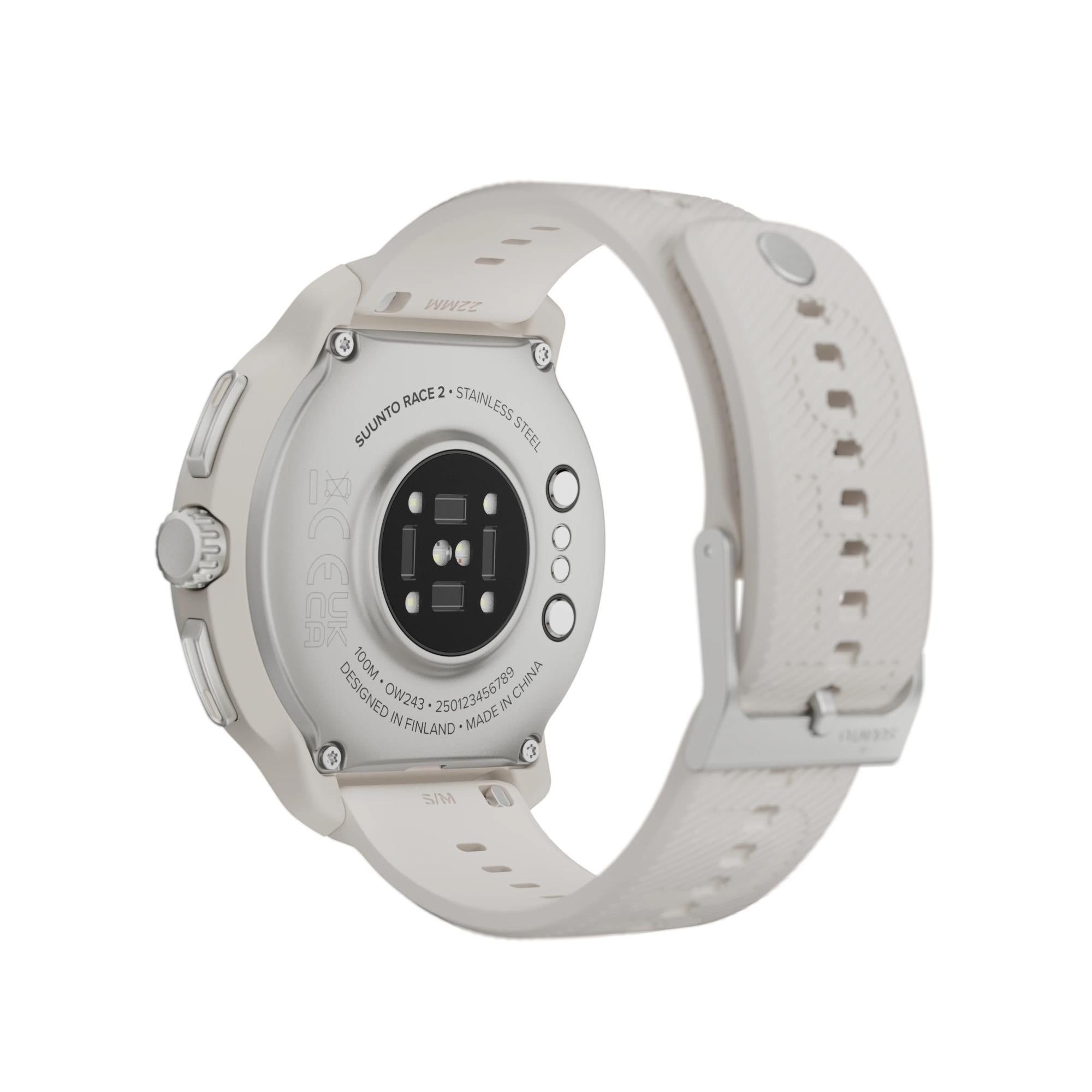Suunto Race 2 Feather Gray AMOLED Digital Silicone Strap Unisex Smart Fitness Watch SS051201000