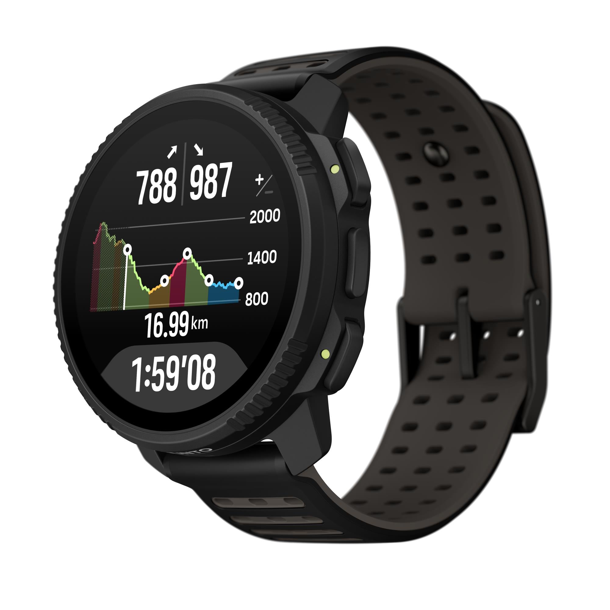 Suunto Vertical 2 All Black AMOLED Digital Silicone Strap Unisex Smart Watch SS051204000