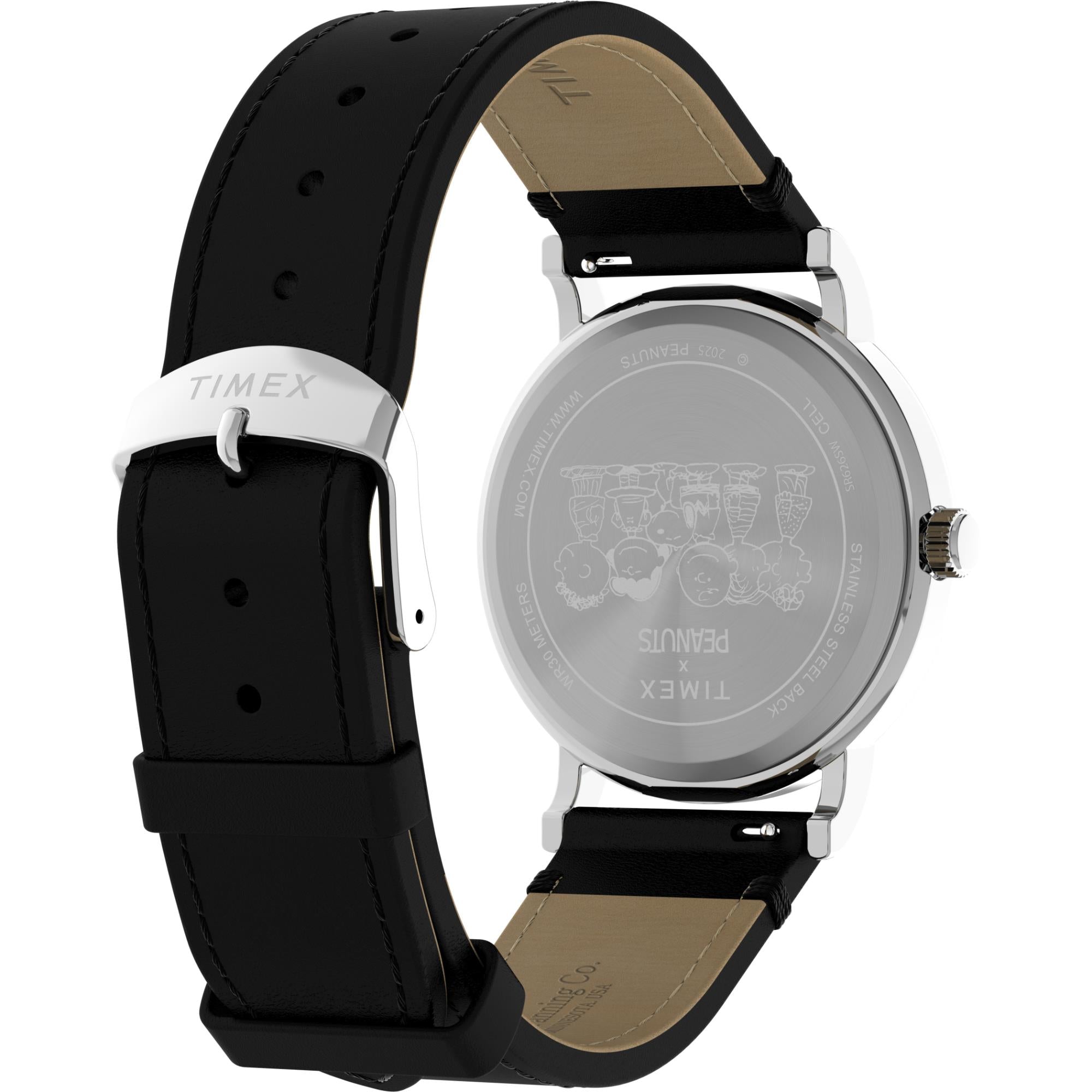 Timex X Peanuts Snoopy Dancing Quartz White Dial Leather Strap Unisex Watch TW2Y31000