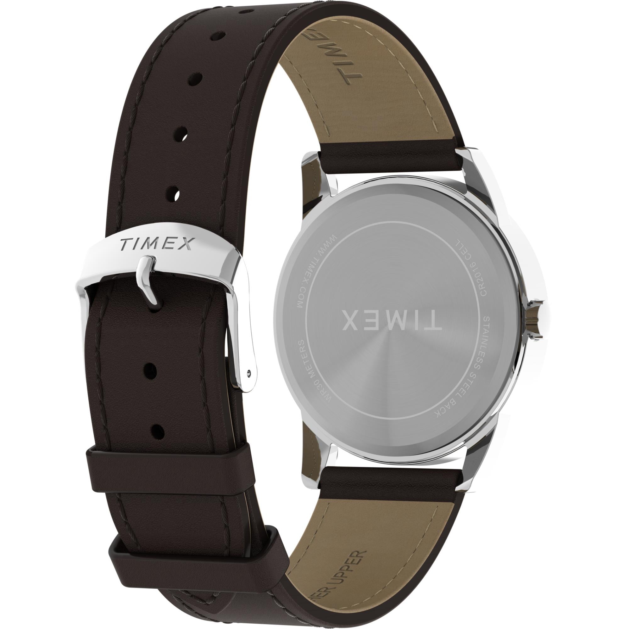 Timex Easy Reader Classic Quartz White Dial Leather Strap Men's Watch TW2Y12600
