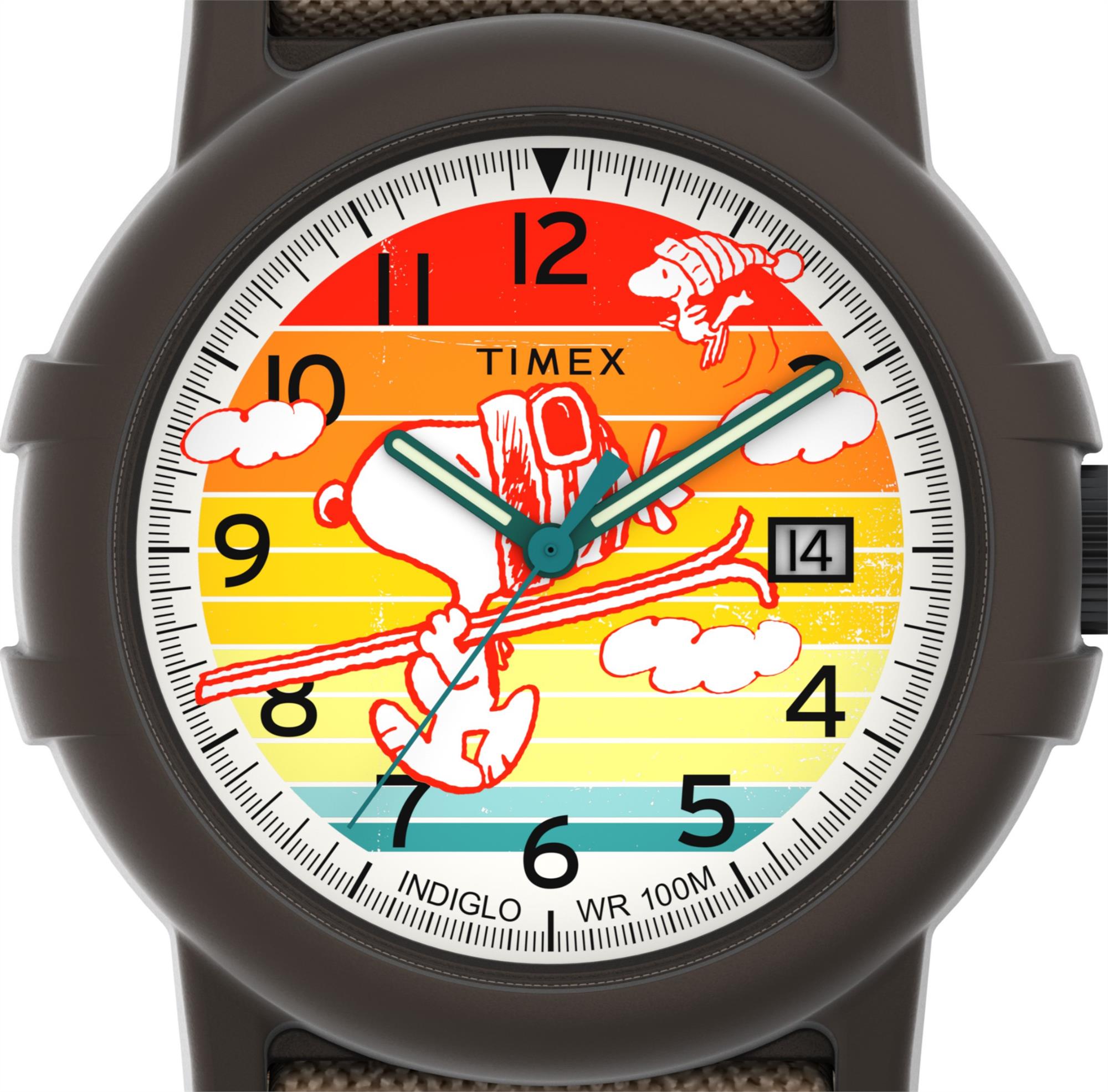 Timex X Peanuts Camper Ski Quartz Multicolour Dial Textile Strap Men's Watch TW4B34900