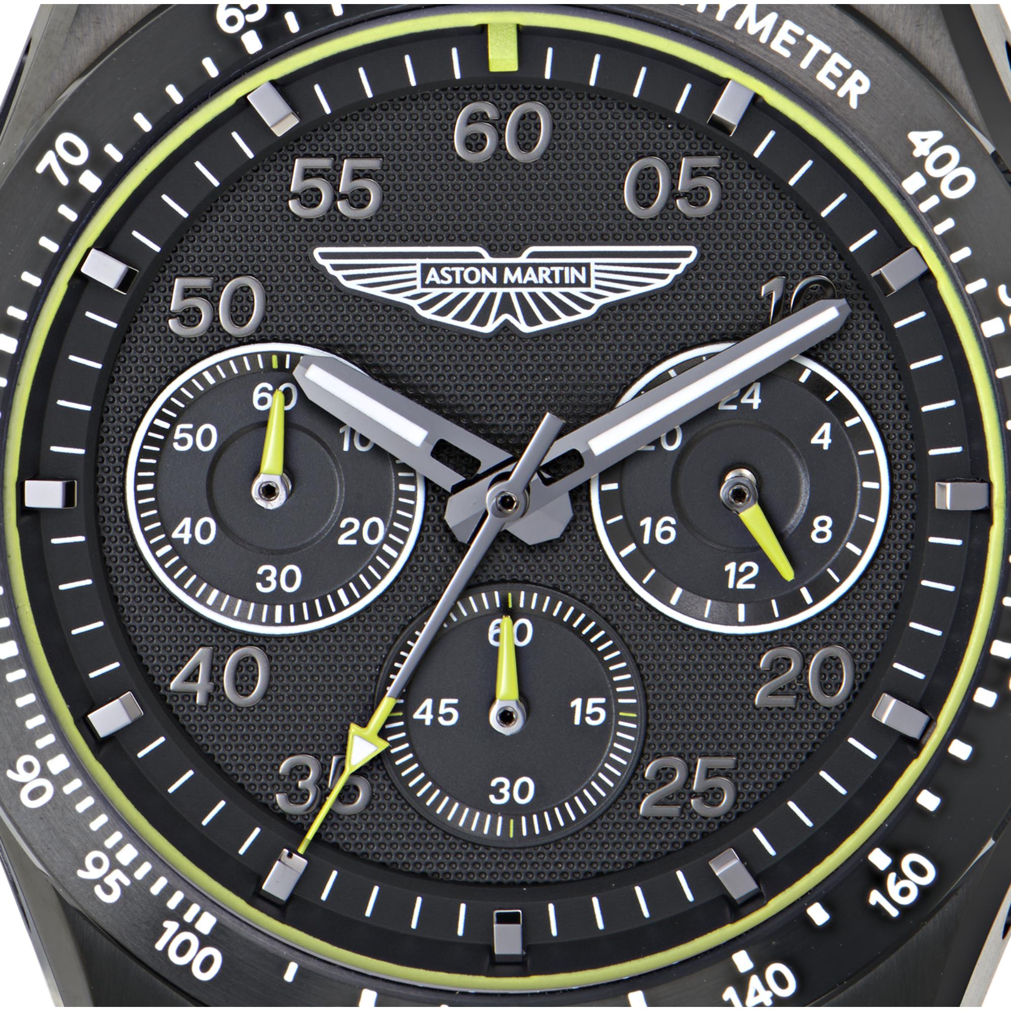 Aston Martin AML Thrill Quartz Chronograph Black Dial Leather Strap Unisex Watch MTRS1F502