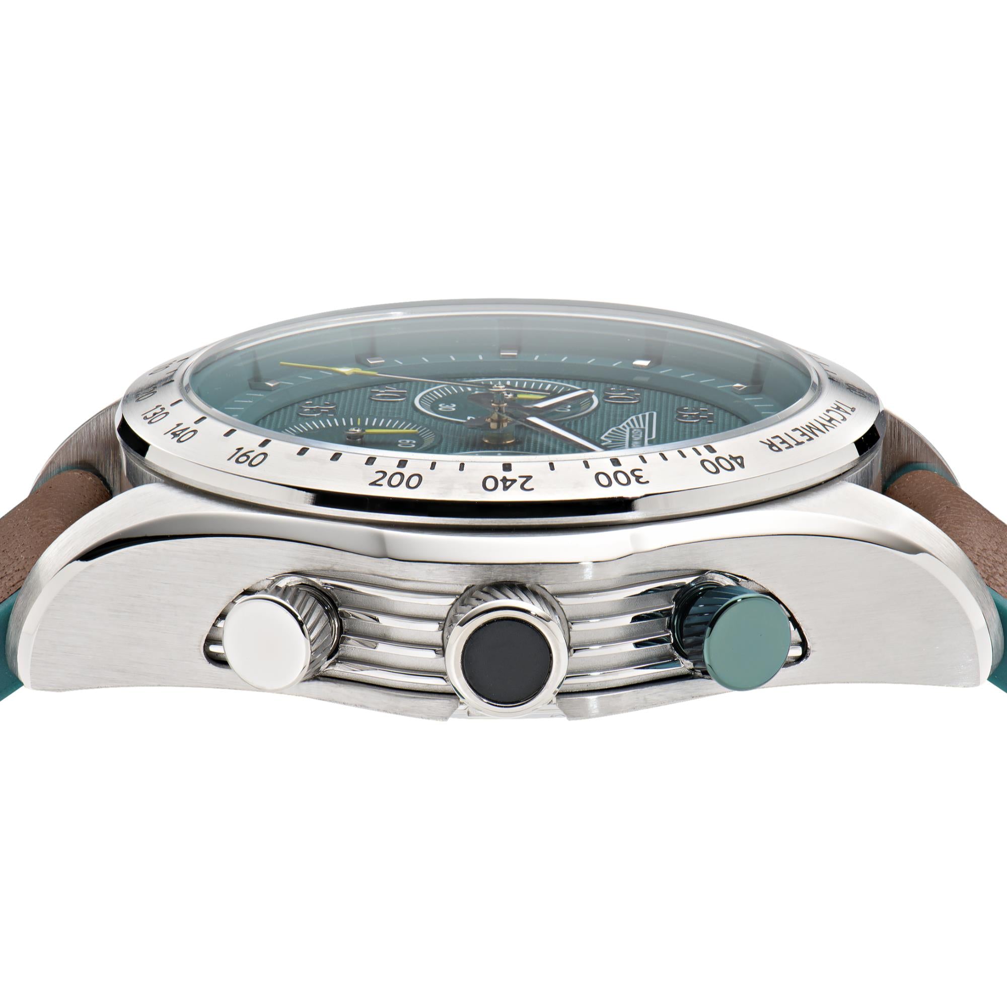 Aston Martin AML Thrill Quartz Chronograph Green Dial Leather Strap Unisex Watch MTRS1F501