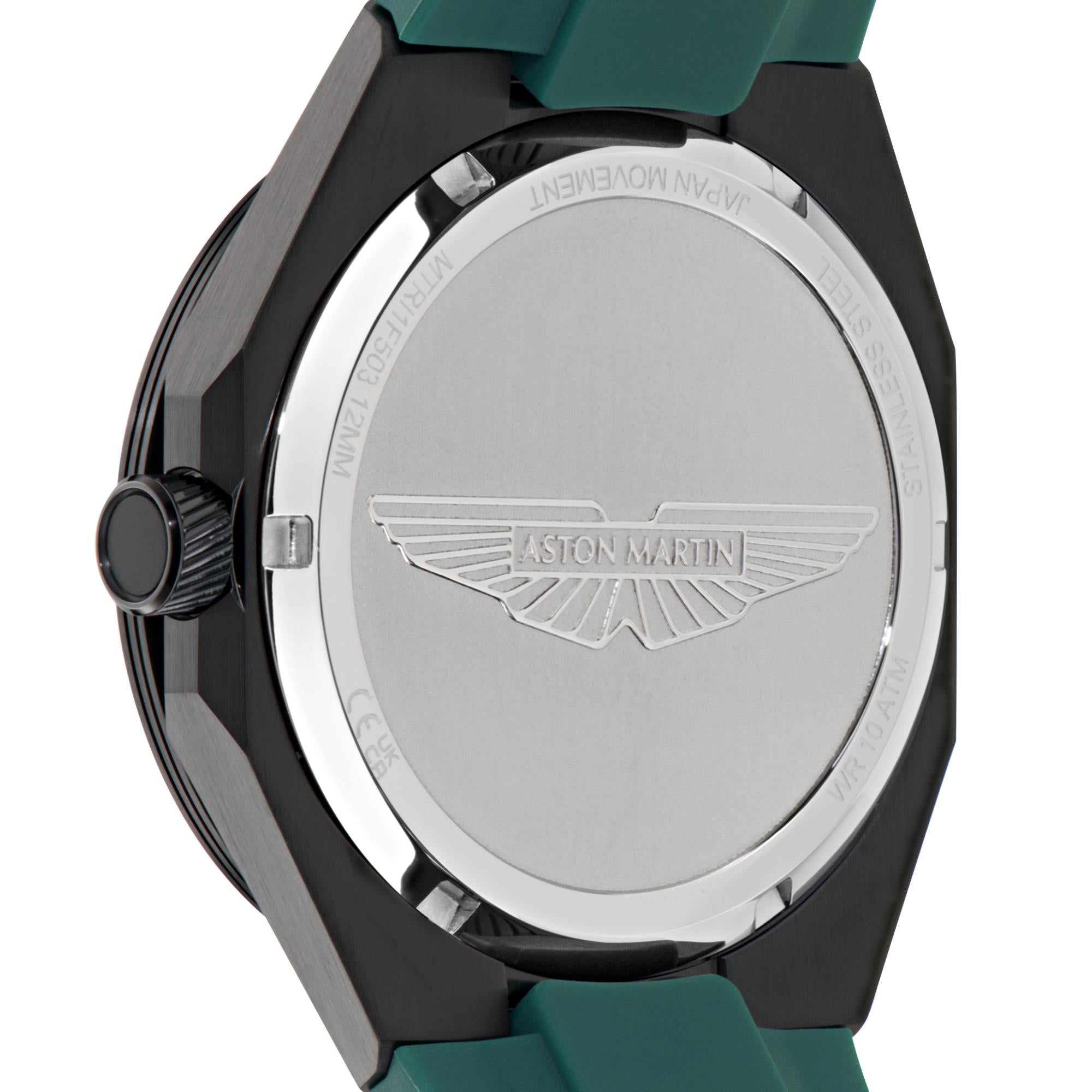 Aston Martin AML Thrill Quartz Chronograph Green Dial Silicone Strap Unisex Watch MTRI1F503