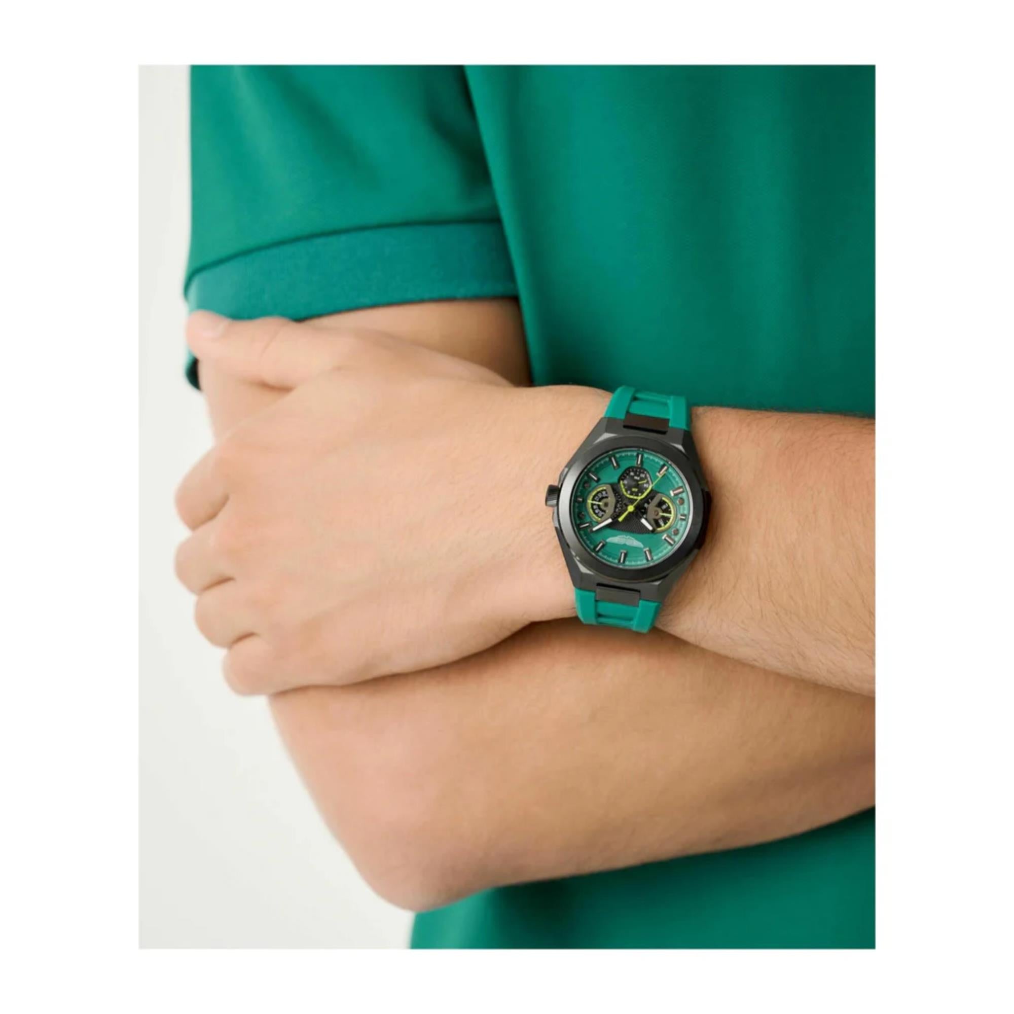 Aston Martin AML Thrill Quartz Chronograph Green Dial Silicone Strap Unisex Watch MTRI1F503