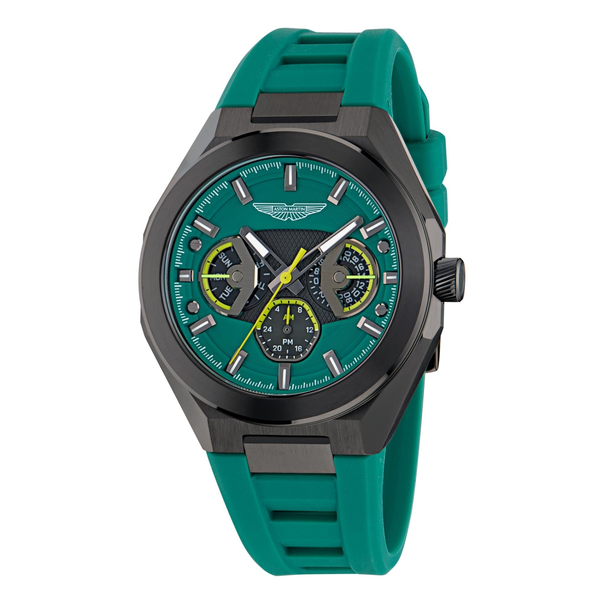 Aston Martin AML Thrill Quartz Chronograph Green Dial Silicone Strap Unisex Watch MTRI1F503