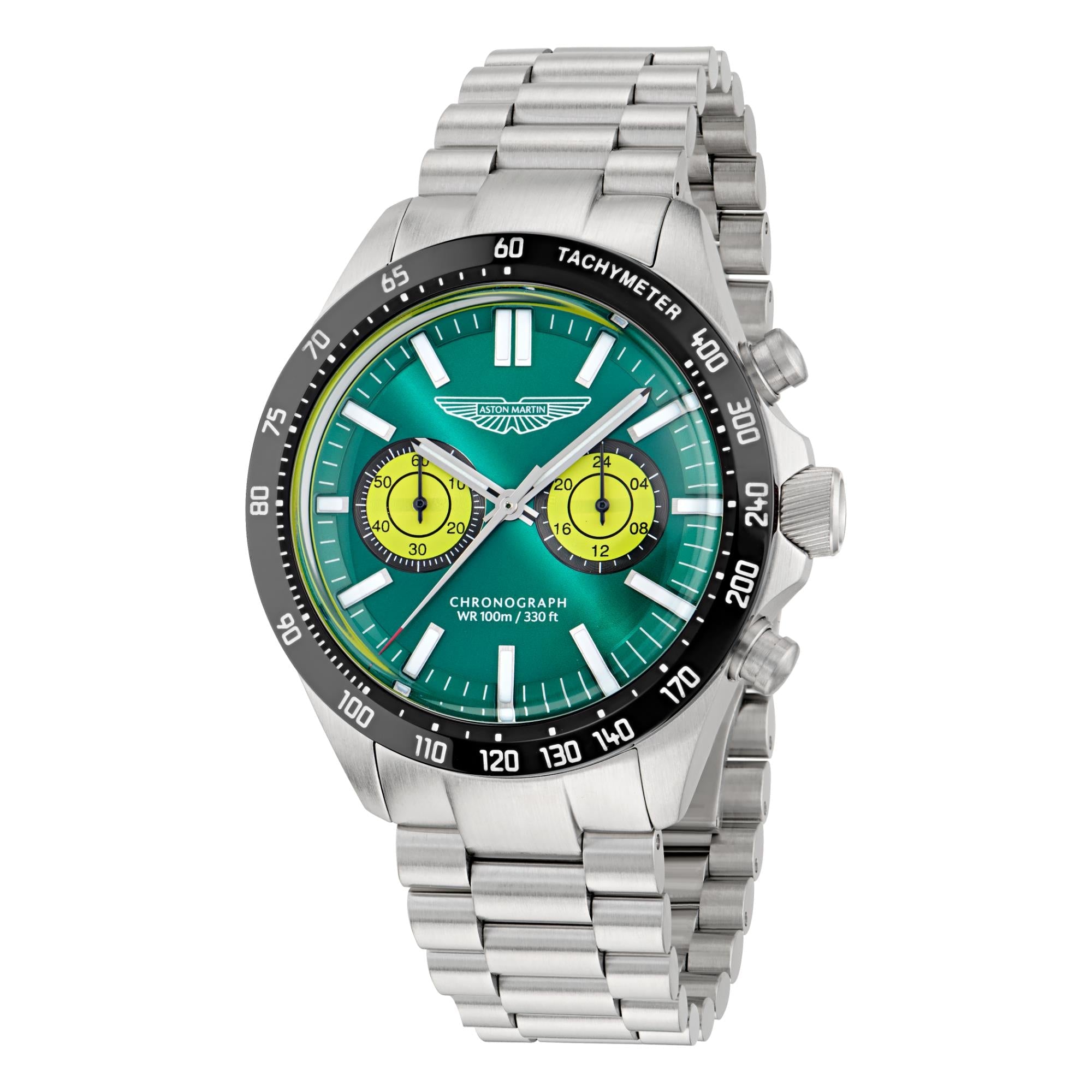Aston Martin AML Icon Quartz Chronograph Green Dial Steel Strap Men's Watch MTIS1F502