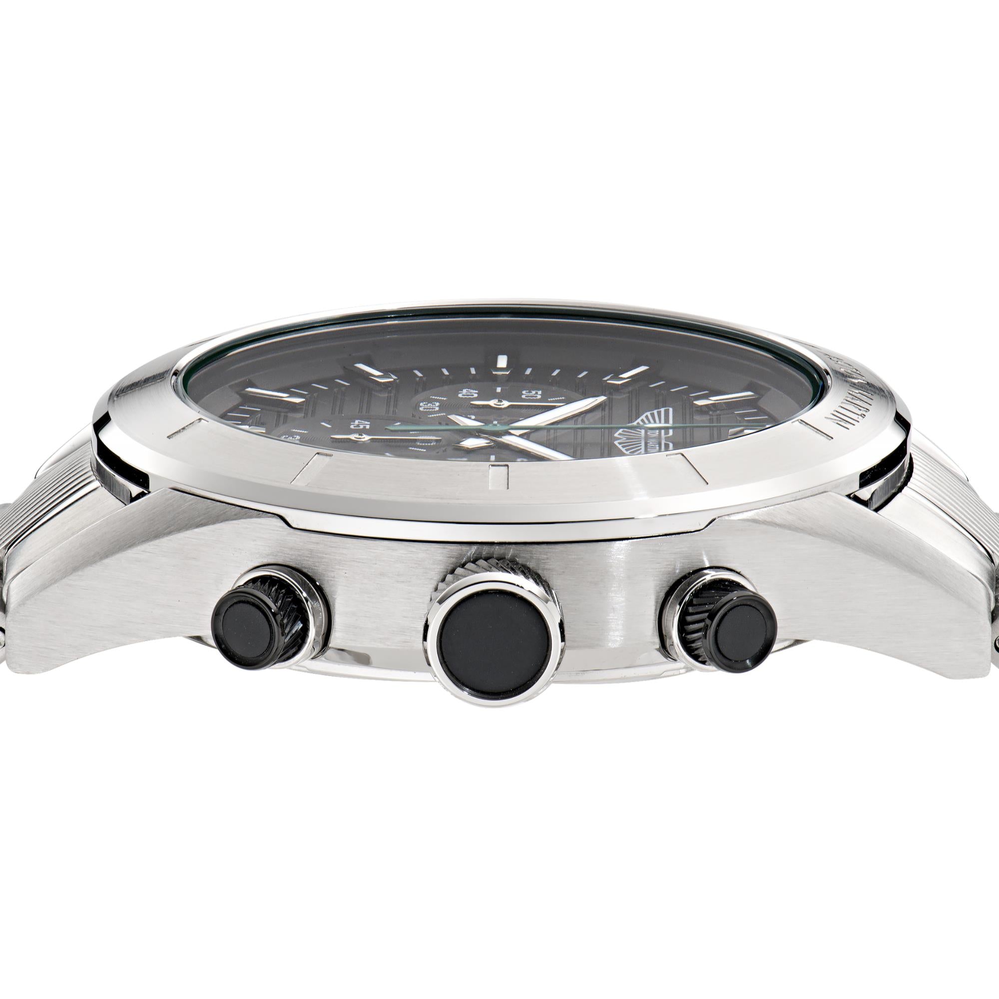 Aston Martin AML Icon Quartz with Interchangeable Top Ring Black Dial Silicone and Steel Strap Men's Watch MTIB1F501