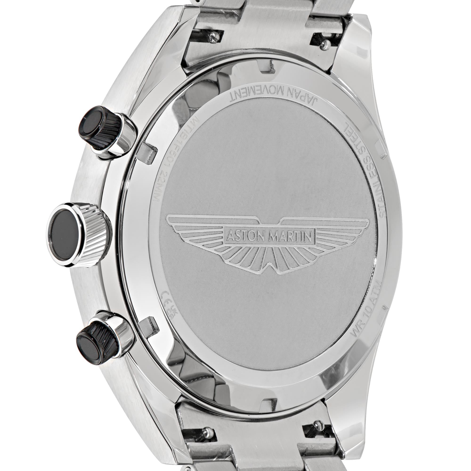 Aston Martin AML Icon Quartz with Interchangeable Top Ring Black Dial Silicone and Steel Strap Men's Watch MTIB1F501
