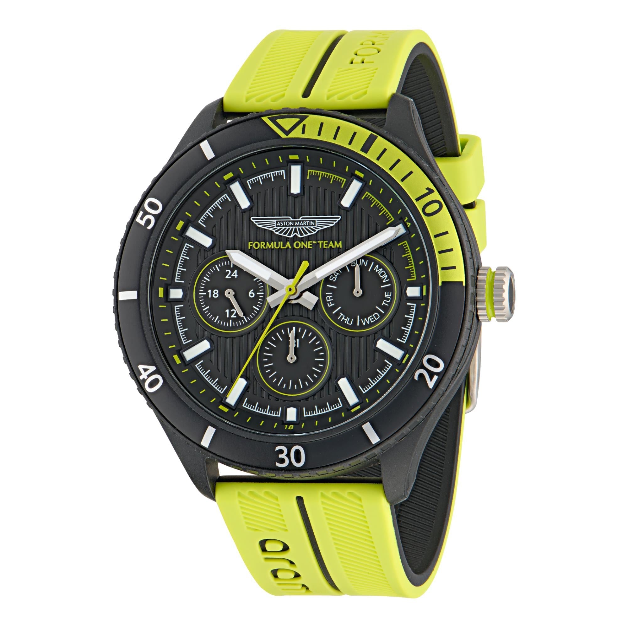 Aston Martin Formula 1 Quartz Chronograph Black Dial Silicone Strap Men's Watch MTFP1F502