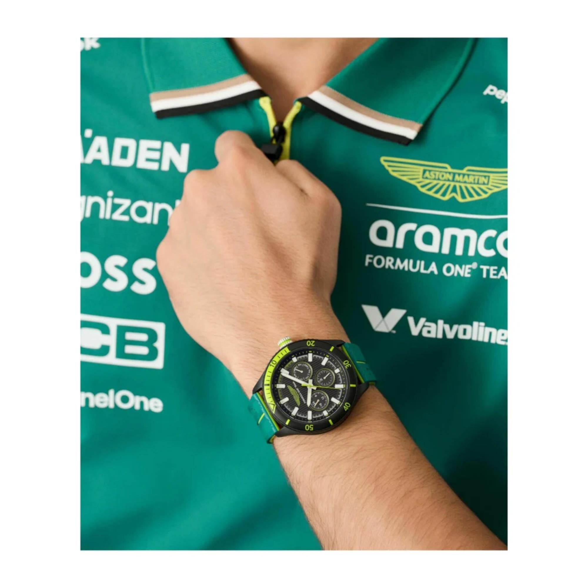 Aston Martin Formula 1 Quartz Chronograph Black Dial Silicone Strap Men's Watch MTFP1F501