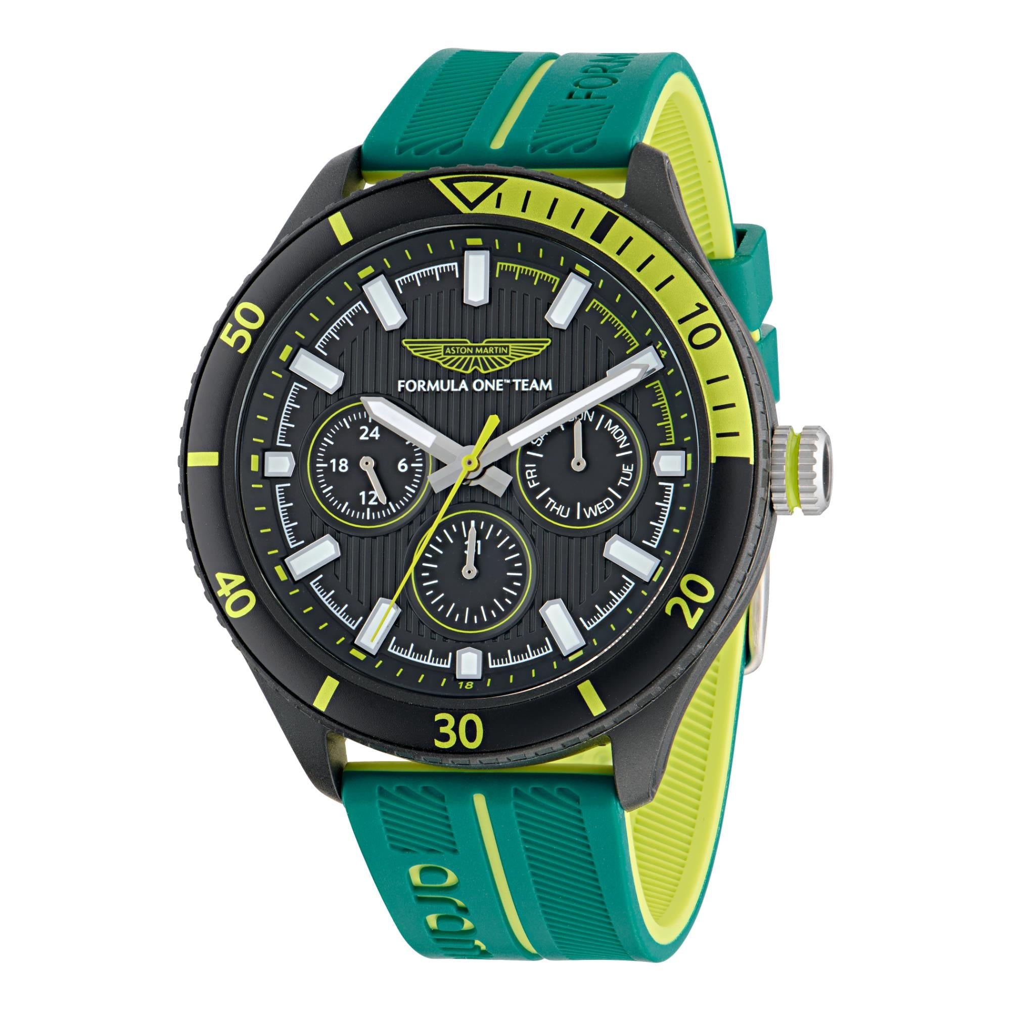 Aston Martin Formula 1 Quartz Chronograph Black Dial Silicone Strap Men's Watch MTFP1F501