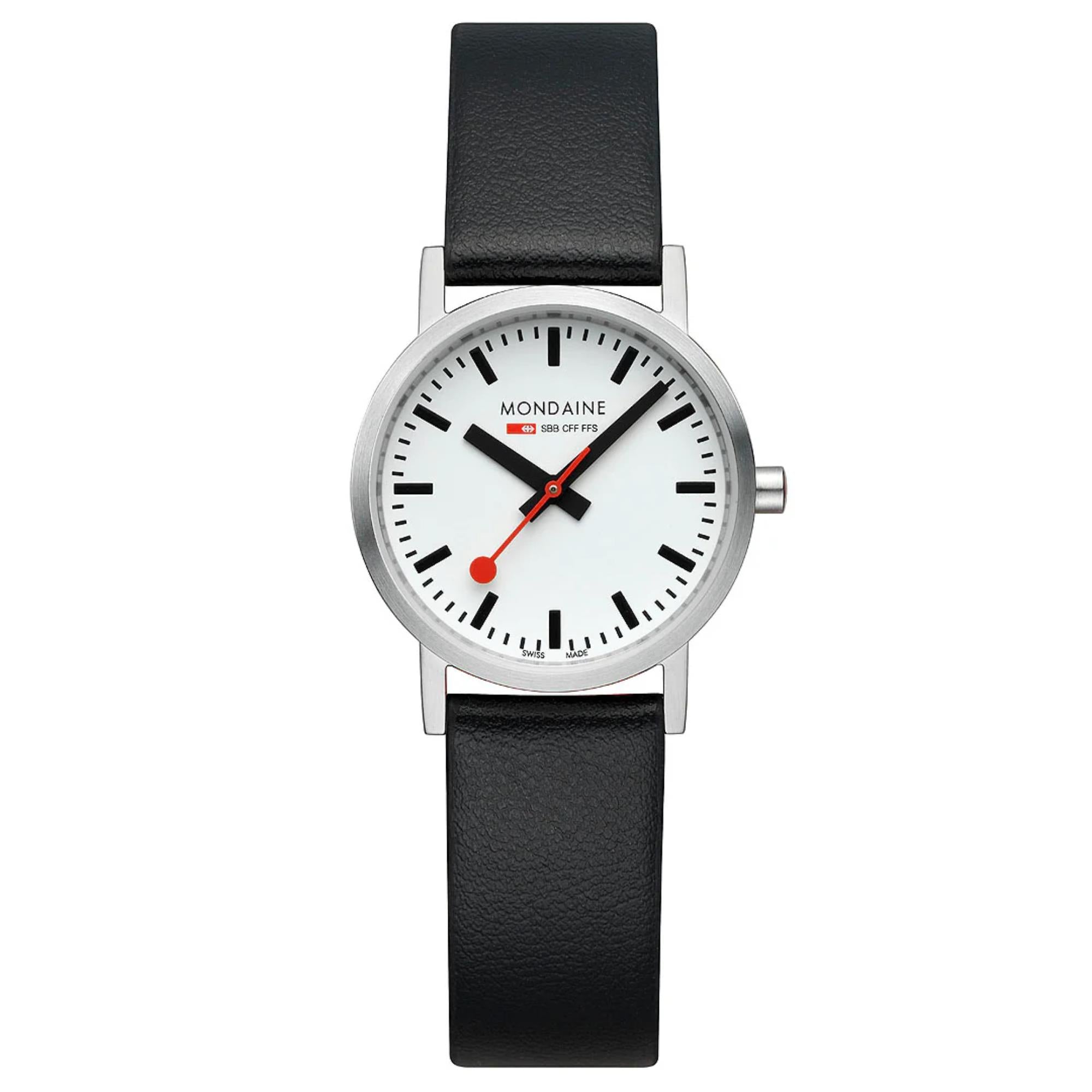 Mondaine Classic Quartz White Dial Leather Strap Women's Watch A658.30323.16SBBV
