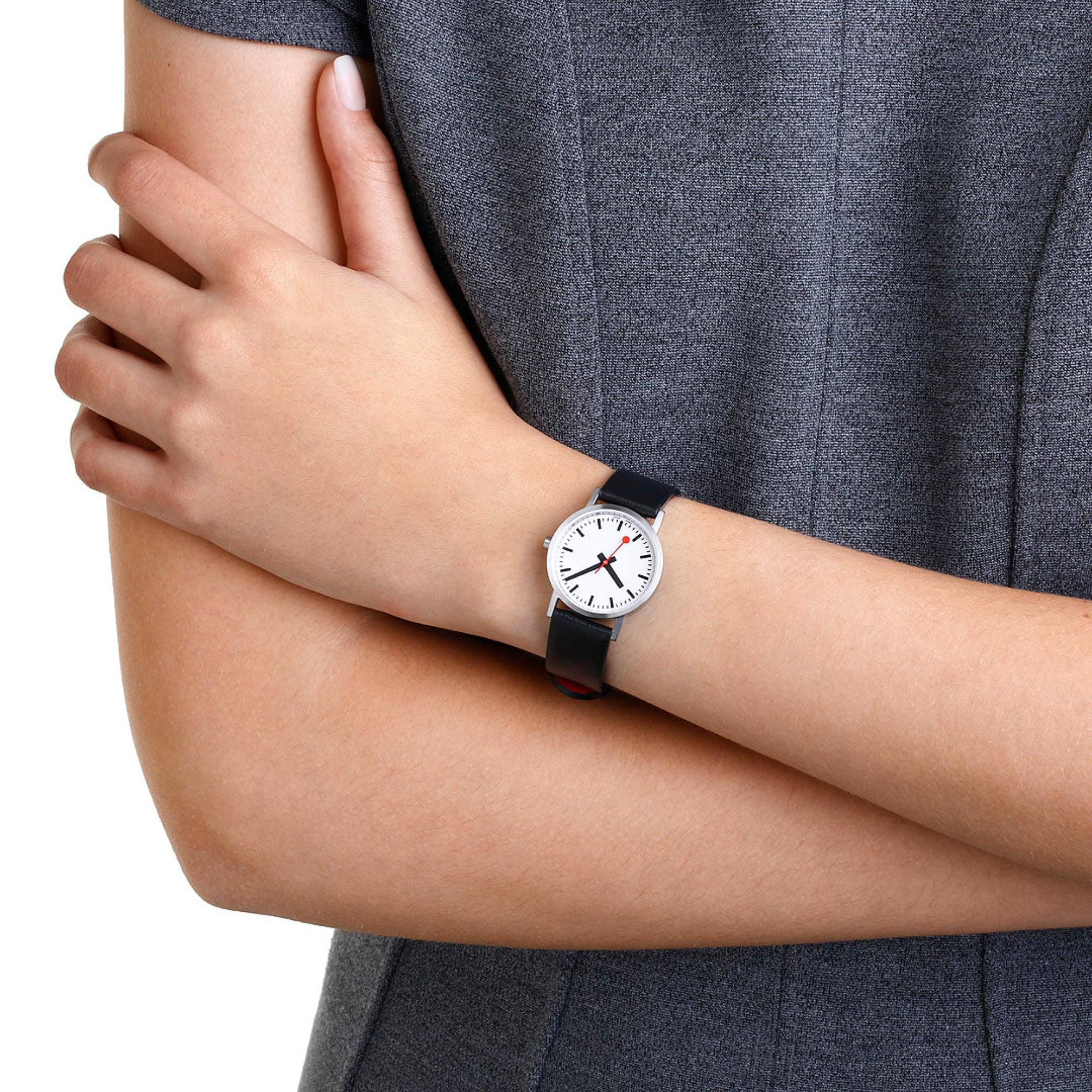 Mondaine Classic Quartz White Dial Leather Strap Women's Watch A658.30323.16OMV