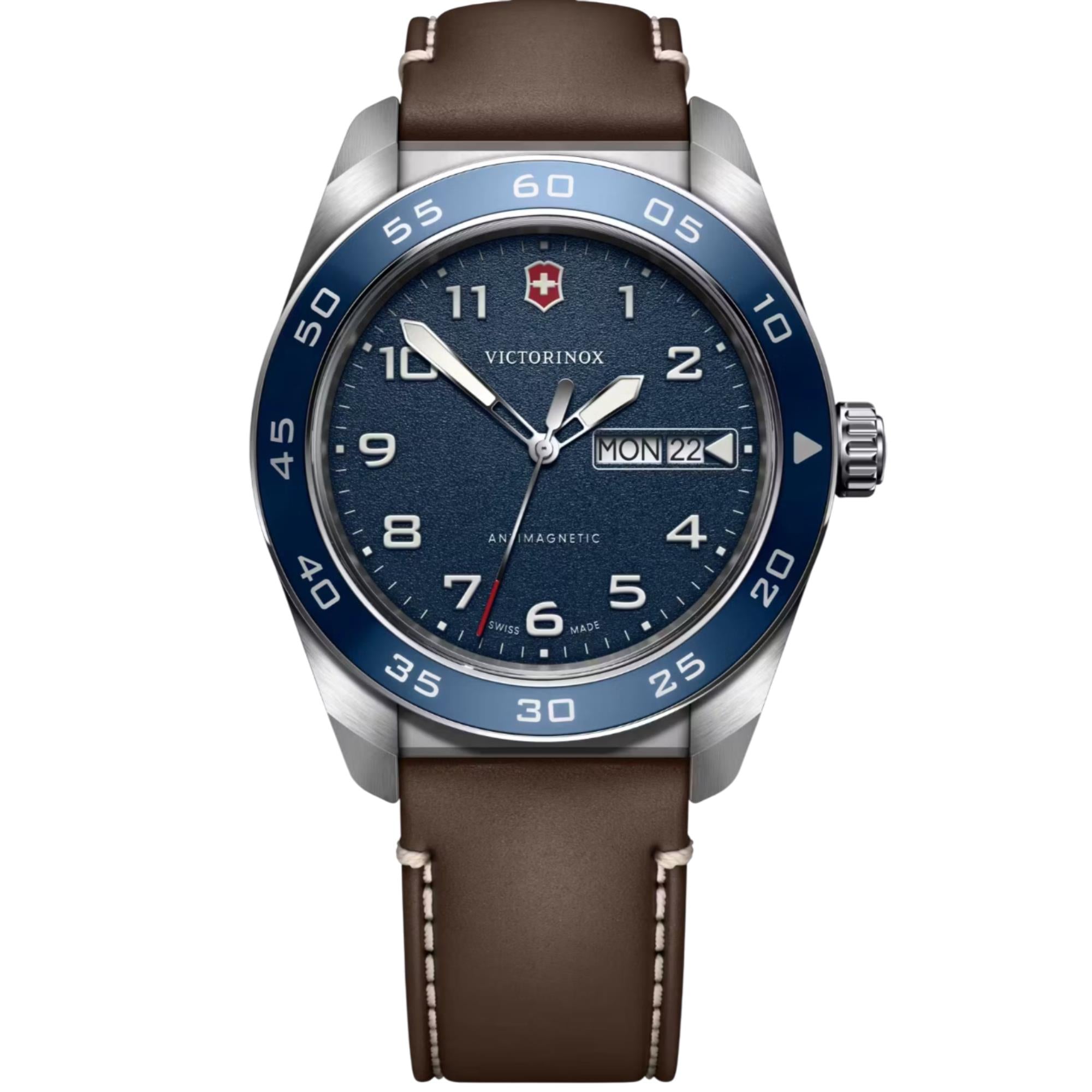 Victorinox Swiss Army Quartz Blue Dial Leather Strap Men's Watch 242040