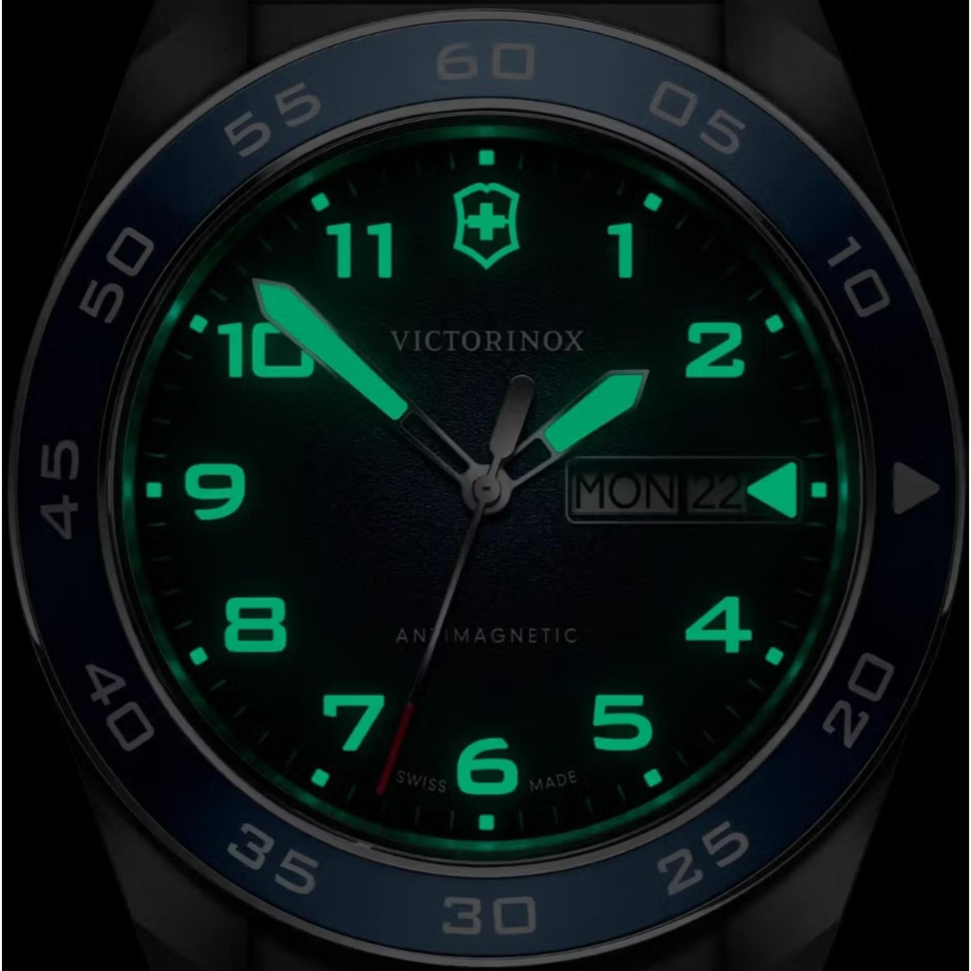 Victorinox Swiss Army Quartz Blue Dial Leather Strap Men's Watch 242040