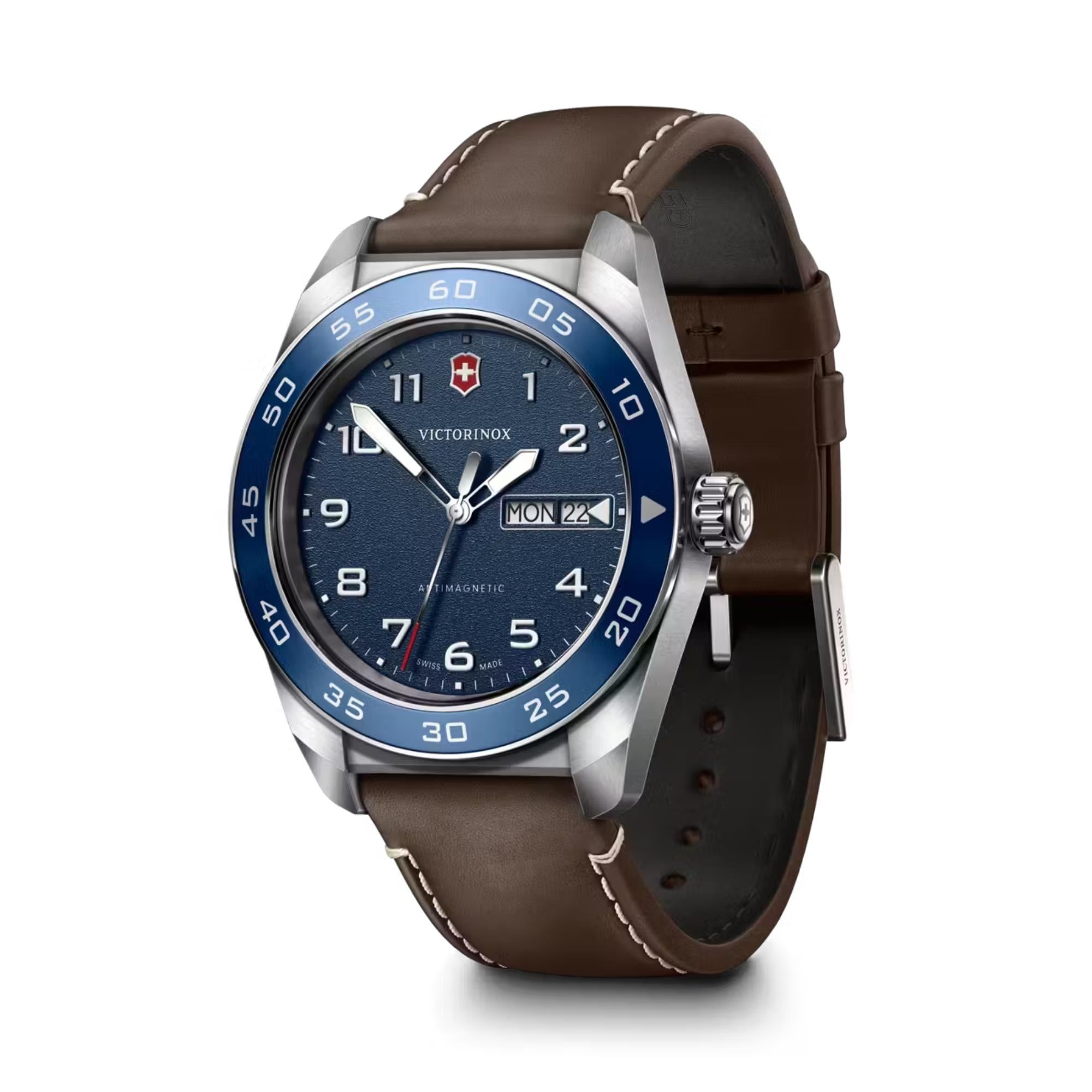Victorinox Swiss Army Quartz Blue Dial Leather Strap Men's Watch 242040