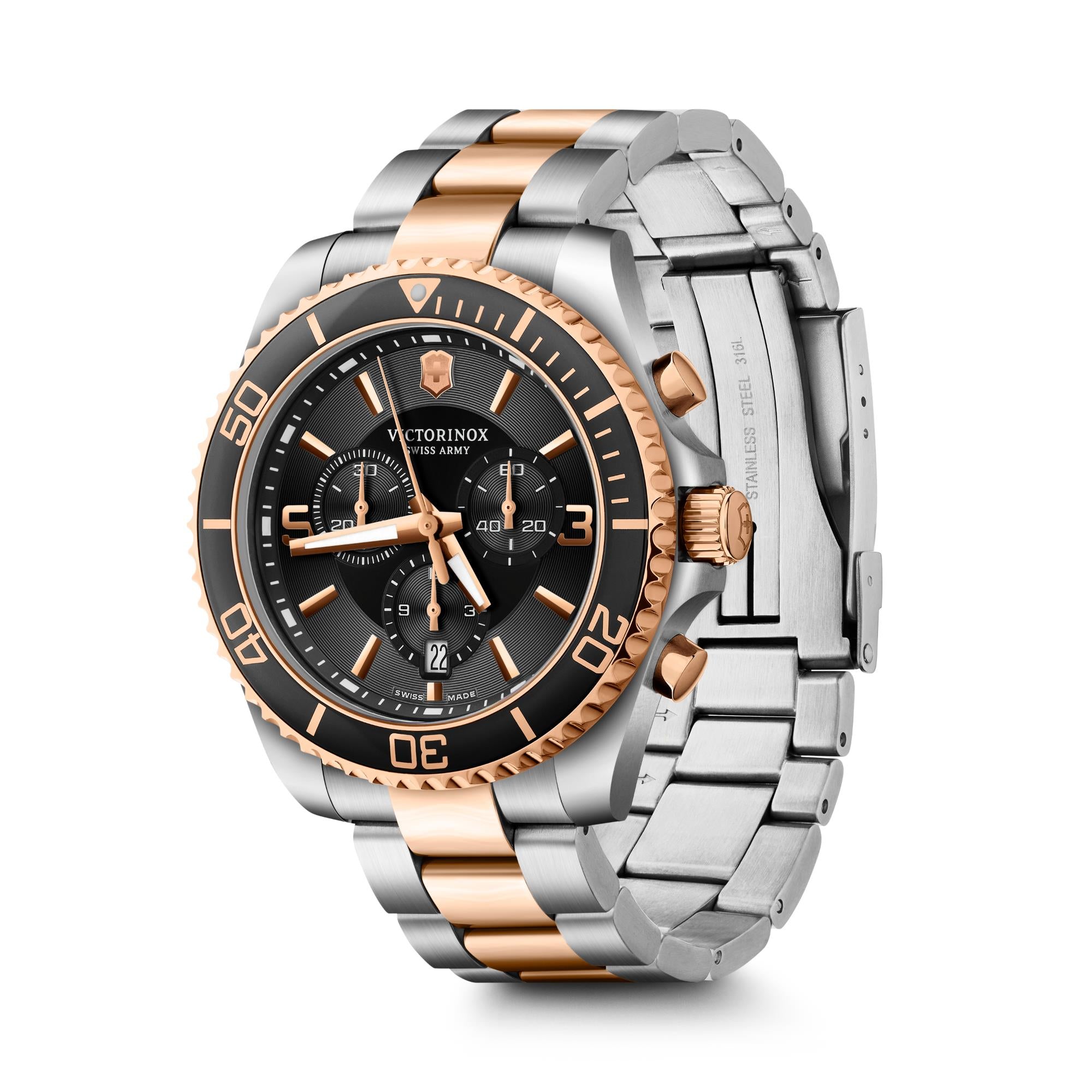 Victorinox Maverick Chronograph Black Dial Steel Strap Men's Watch 241952