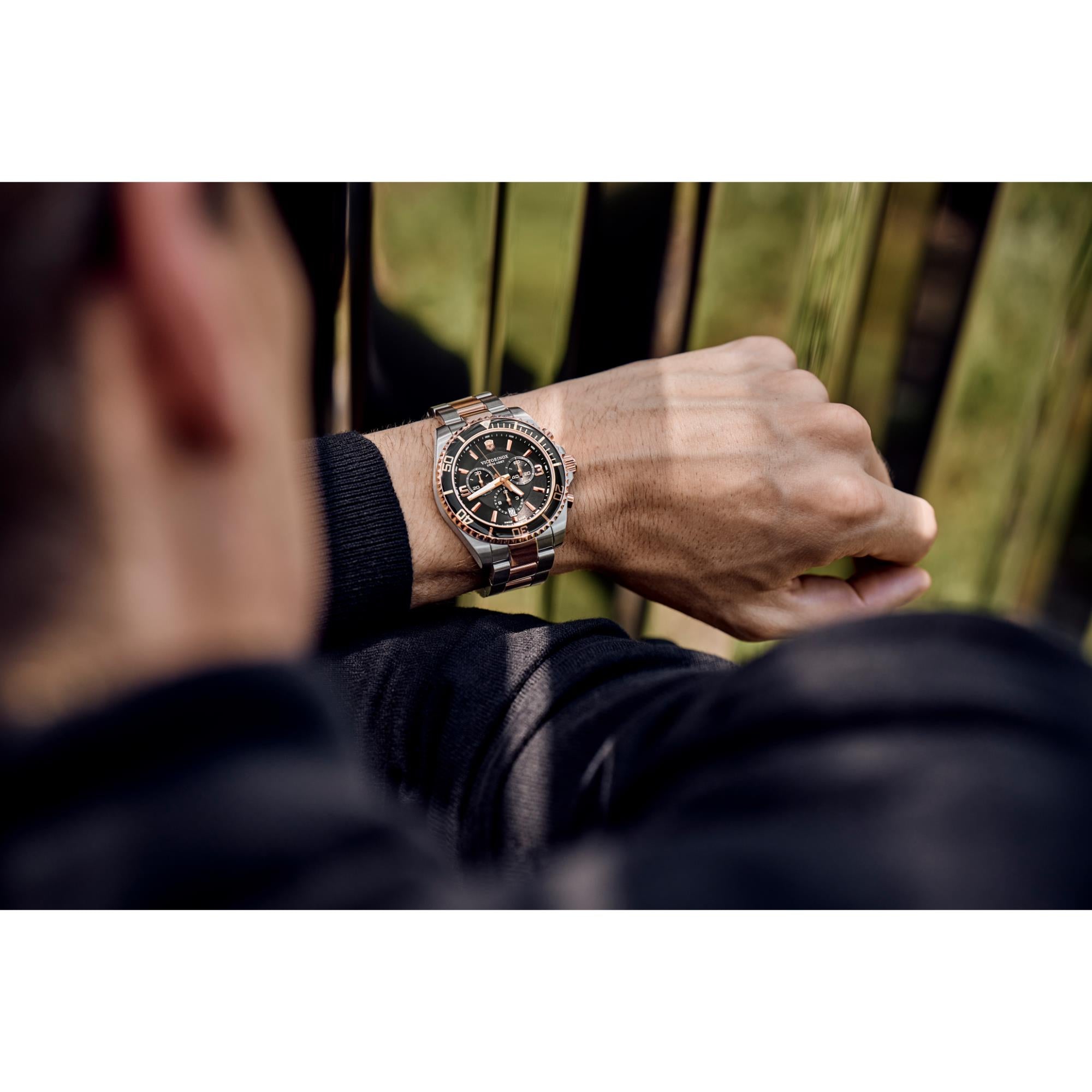 Victorinox Maverick Chronograph Black Dial Steel Strap Men's Watch 241952