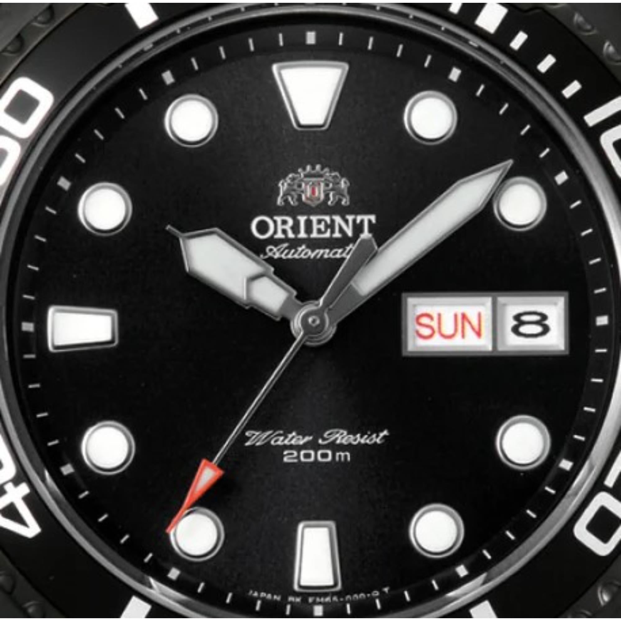 Orient Ray Raven II Automatic Black Dial Steel Strap Men's Dive Watch TAA02003B9