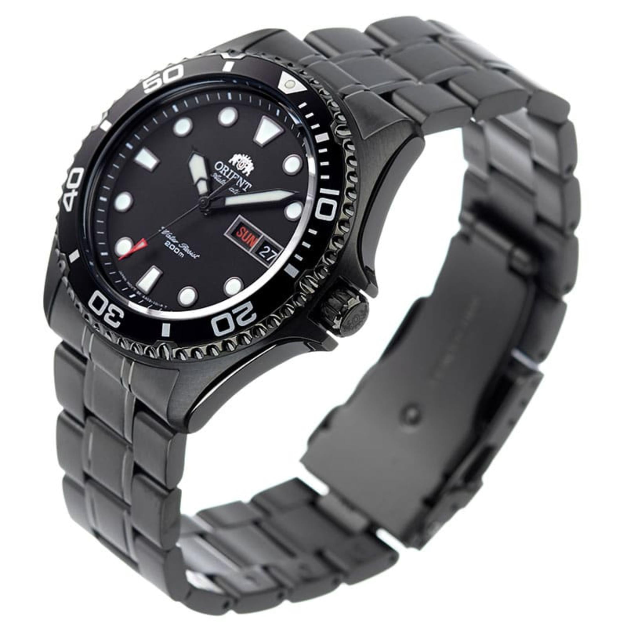 Orient Ray Raven II Automatic Black Dial Steel Strap Men's Dive Watch TAA02003B9