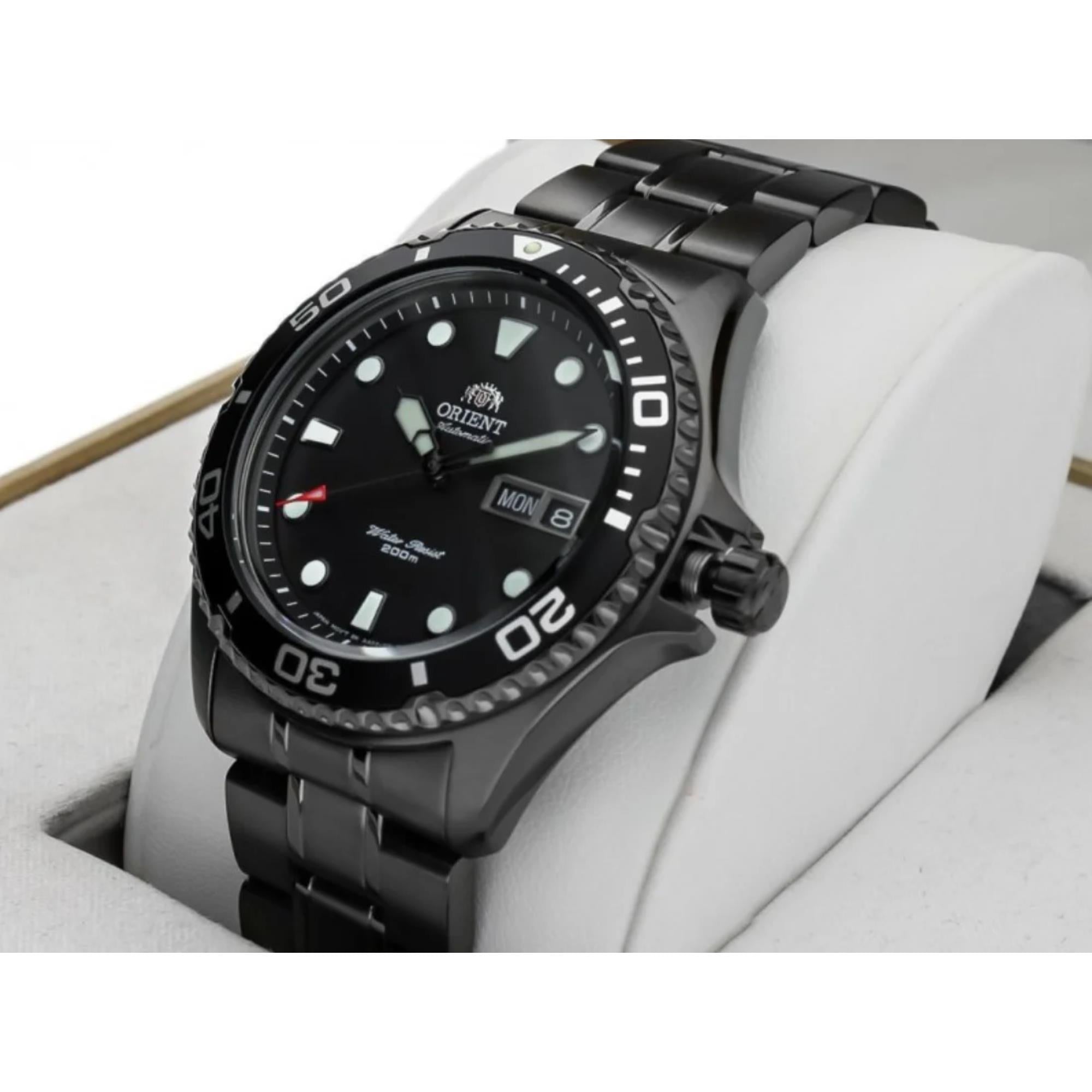 Orient Ray Raven II Automatic Black Dial Steel Strap Men's Dive Watch TAA02003B9
