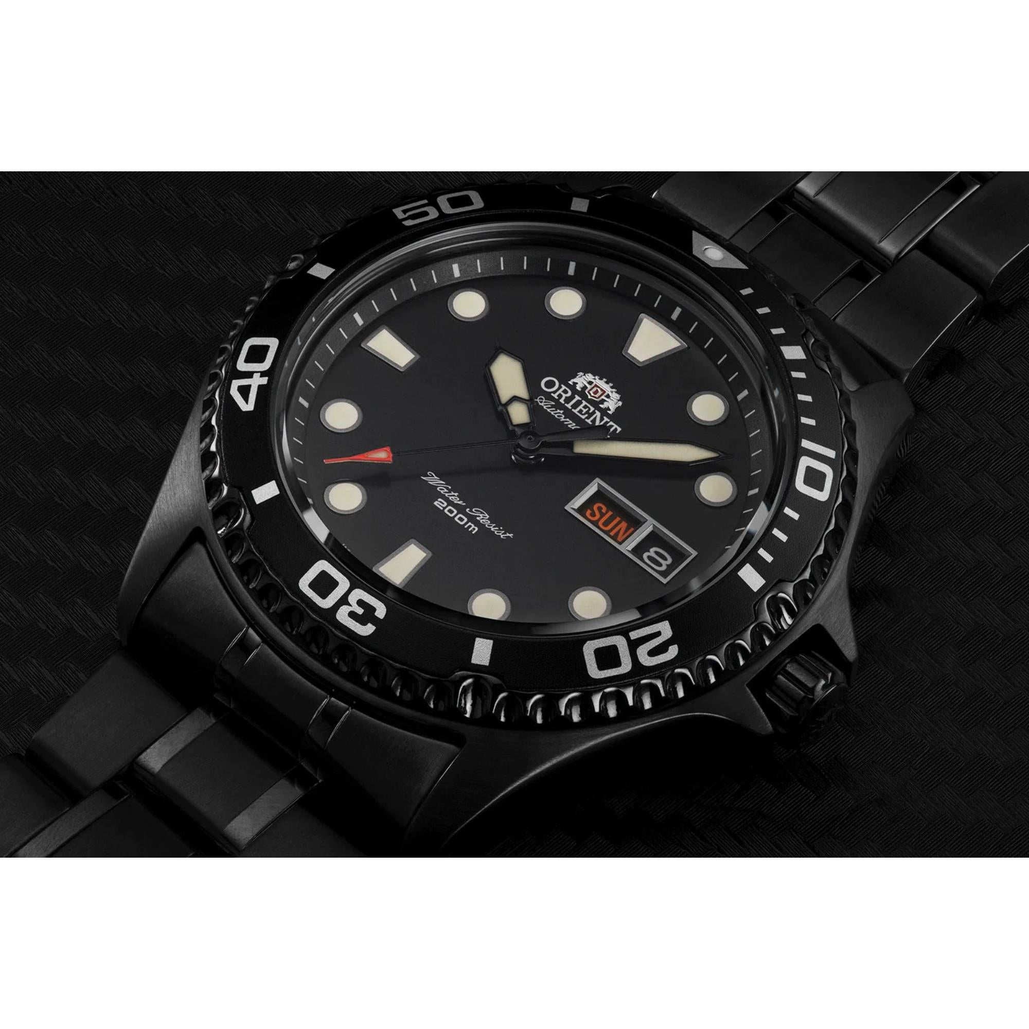 Orient Ray Raven II Automatic Black Dial Steel Strap Men's Dive Watch TAA02003B9