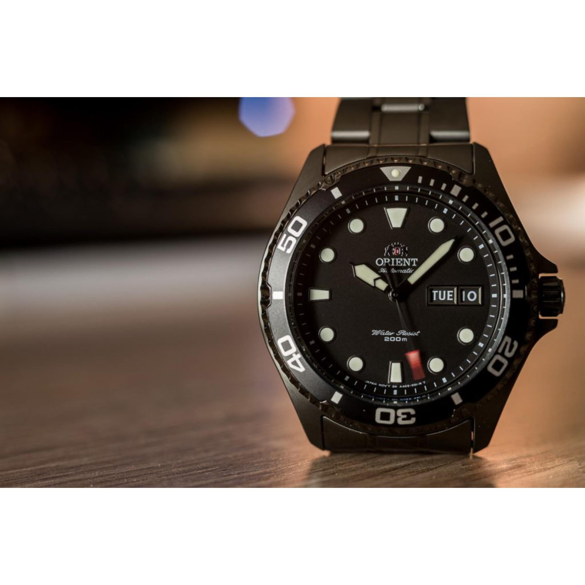 Orient Ray Raven II Automatic Black Dial Steel Strap Men's Dive Watch TAA02003B9
