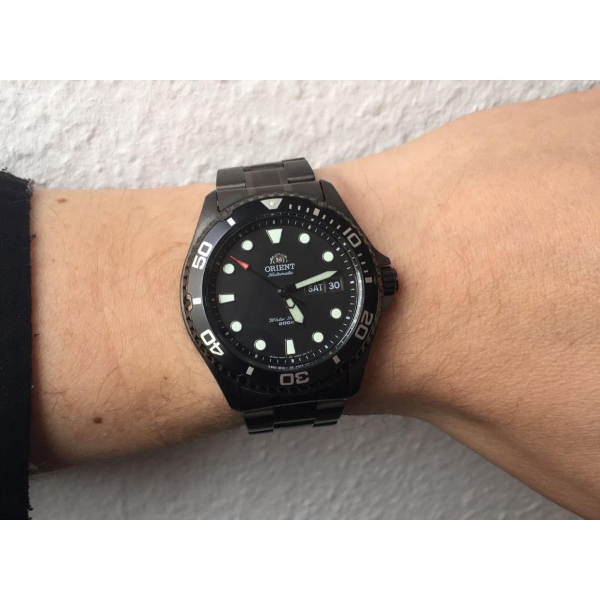 Orient Ray Raven II Automatic Black Dial Steel Strap Men's Dive Watch TAA02003B9