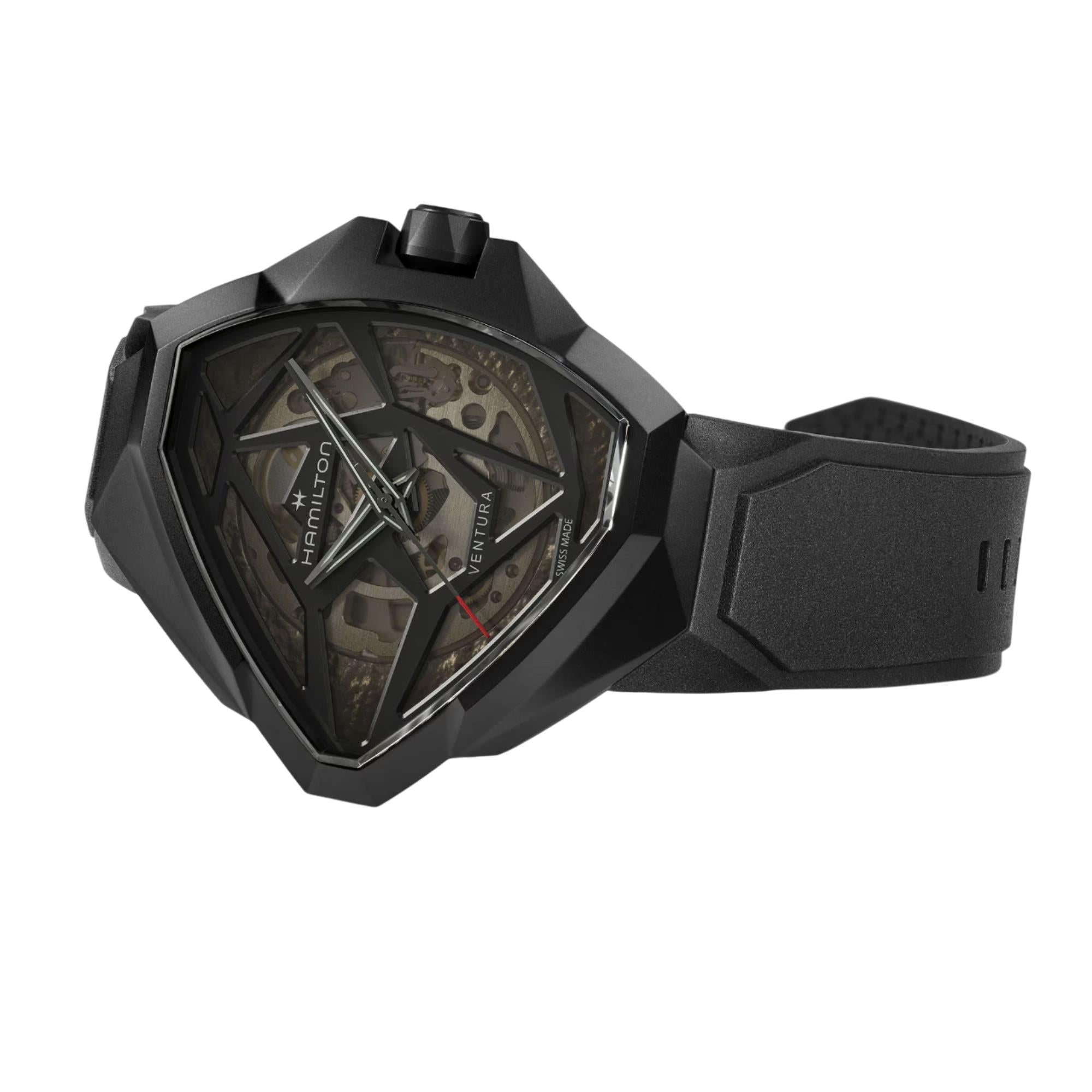 Hamilton Ventura Edge Skeleton Automatic Black Dial Rubber Strap Men's Watch H24645330