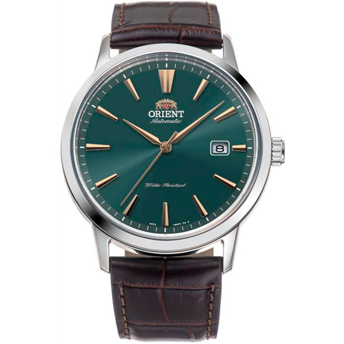 Orient Bambino Classic Vintage Style Automatic Green Dial Leather Strap Men's Dress Watch RA-AC0F13E30B