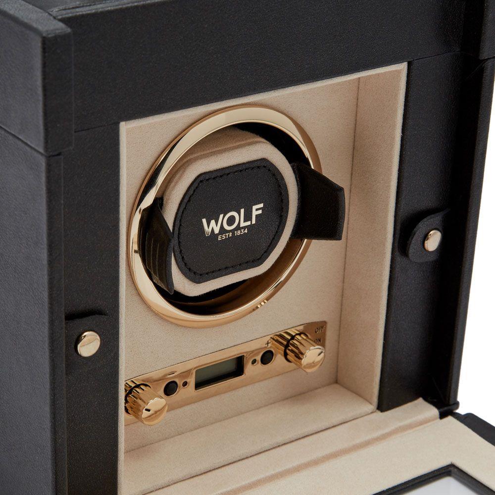 WOLF Palermo Single Black Anthracite Watch Winder with Jewellery Storage 213702