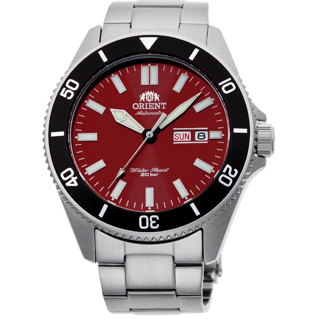 Orient Kanno Mechanical Red Dial Steel Strap Men's Dive Watch RA-AA0915R39B