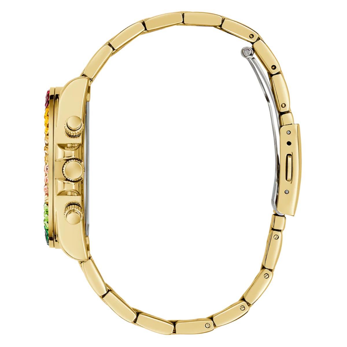 GUESS Halo Chronograph Champagne Dial Steel Strap Ladies Watch GW0690L4