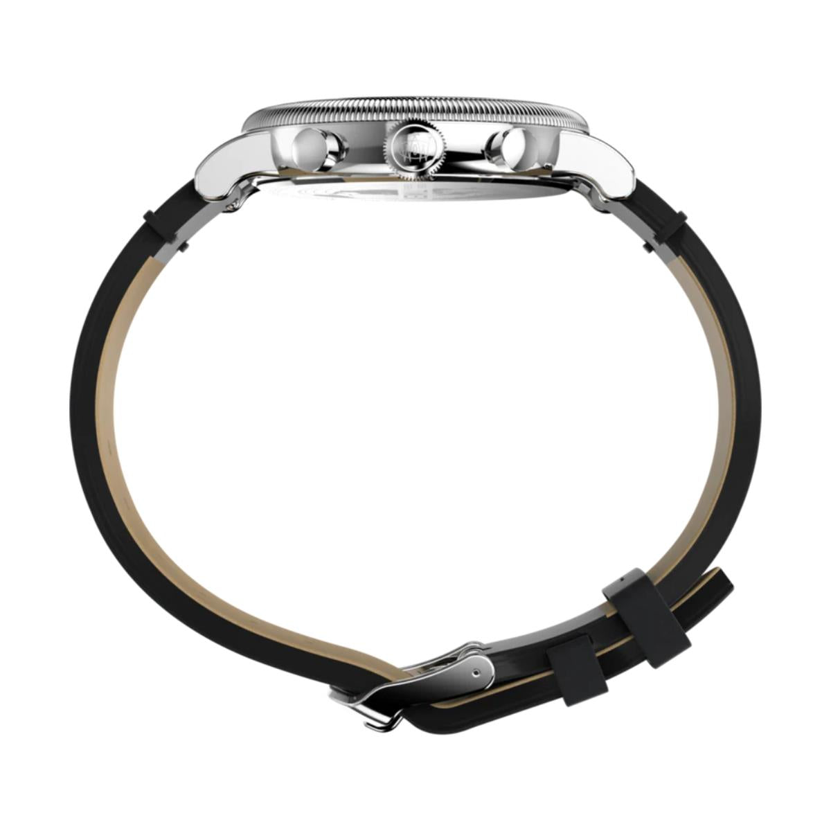 Timex Waterbury Standard Coin Edge Chronograph Black Dial Leather Strap Men's Watch TW2W20600