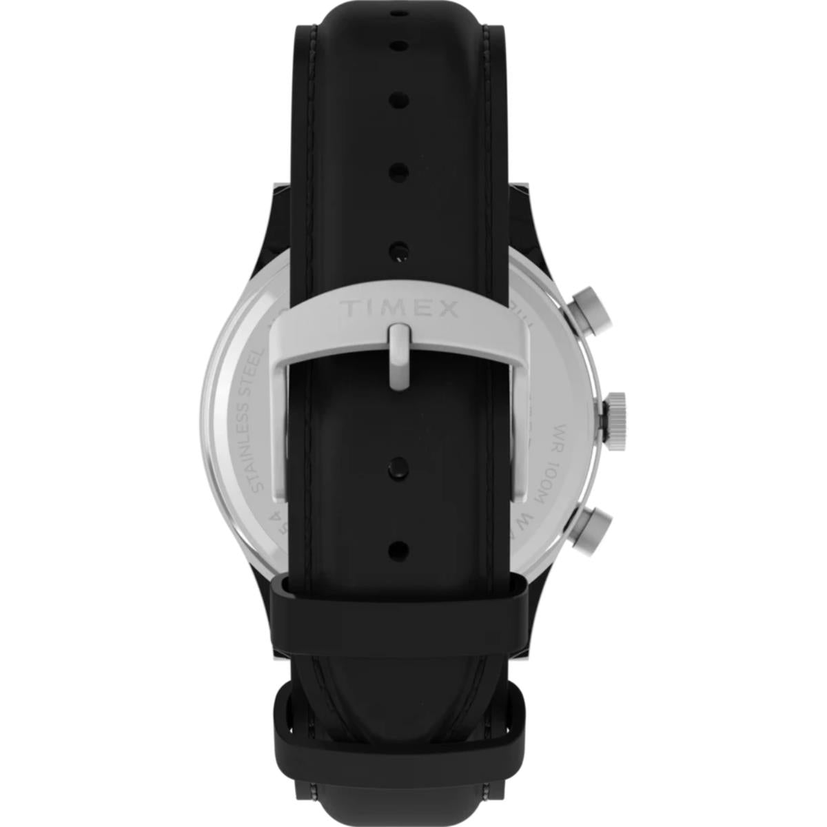 Timex Waterbury Traditional Chronograph Silver-Tone Dial Leather Strap Men's Watch TW2W48100