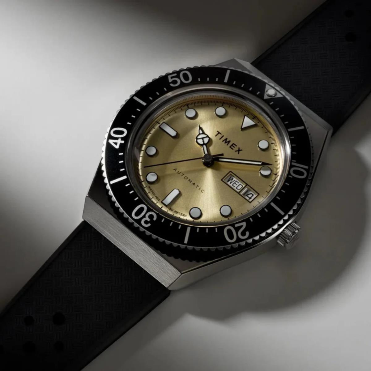 Timex M79 Automatic Champagne Dial Synthetic Rubber Strap Men's Watch TW2W476007U