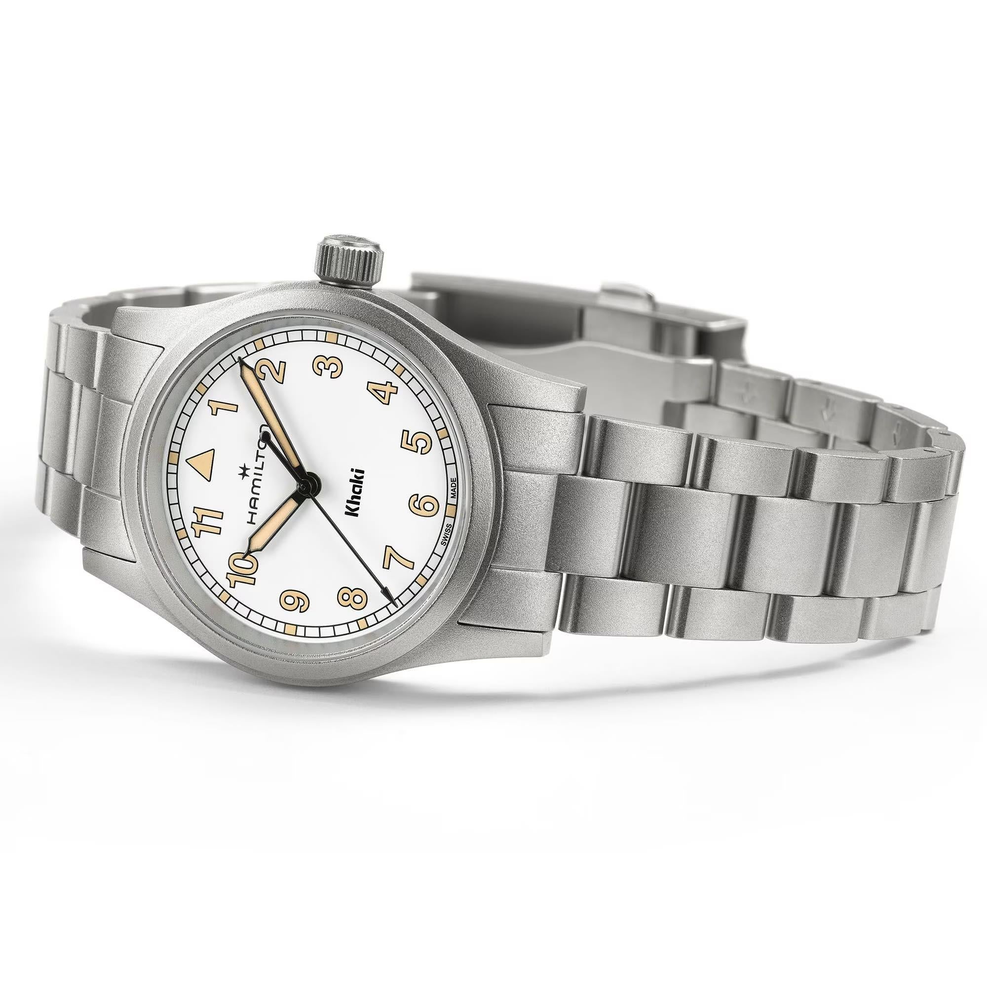 Hamilton Khaki Field Quartz White Dial Stainless Steel Strap Unisex Watch H69301110